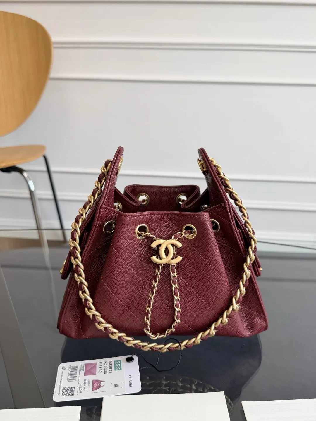 CHANEL 白色 紅色 小牛皮 腋下包 復古腋下背款