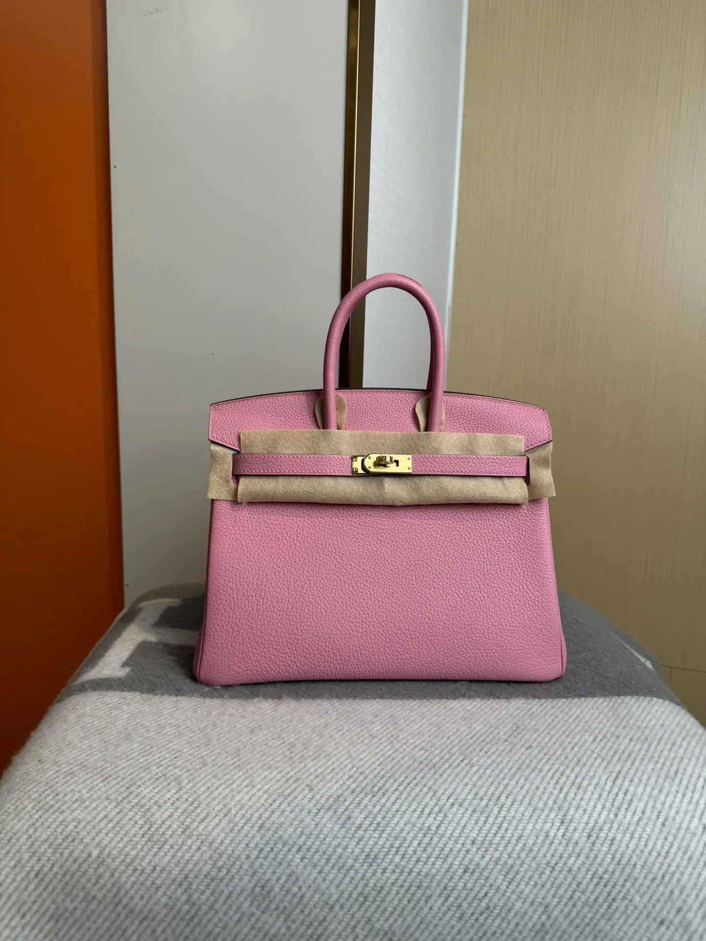 Birkin 铂金 进口Togo皮 樱花粉 金扣 手提包 通勤手提款