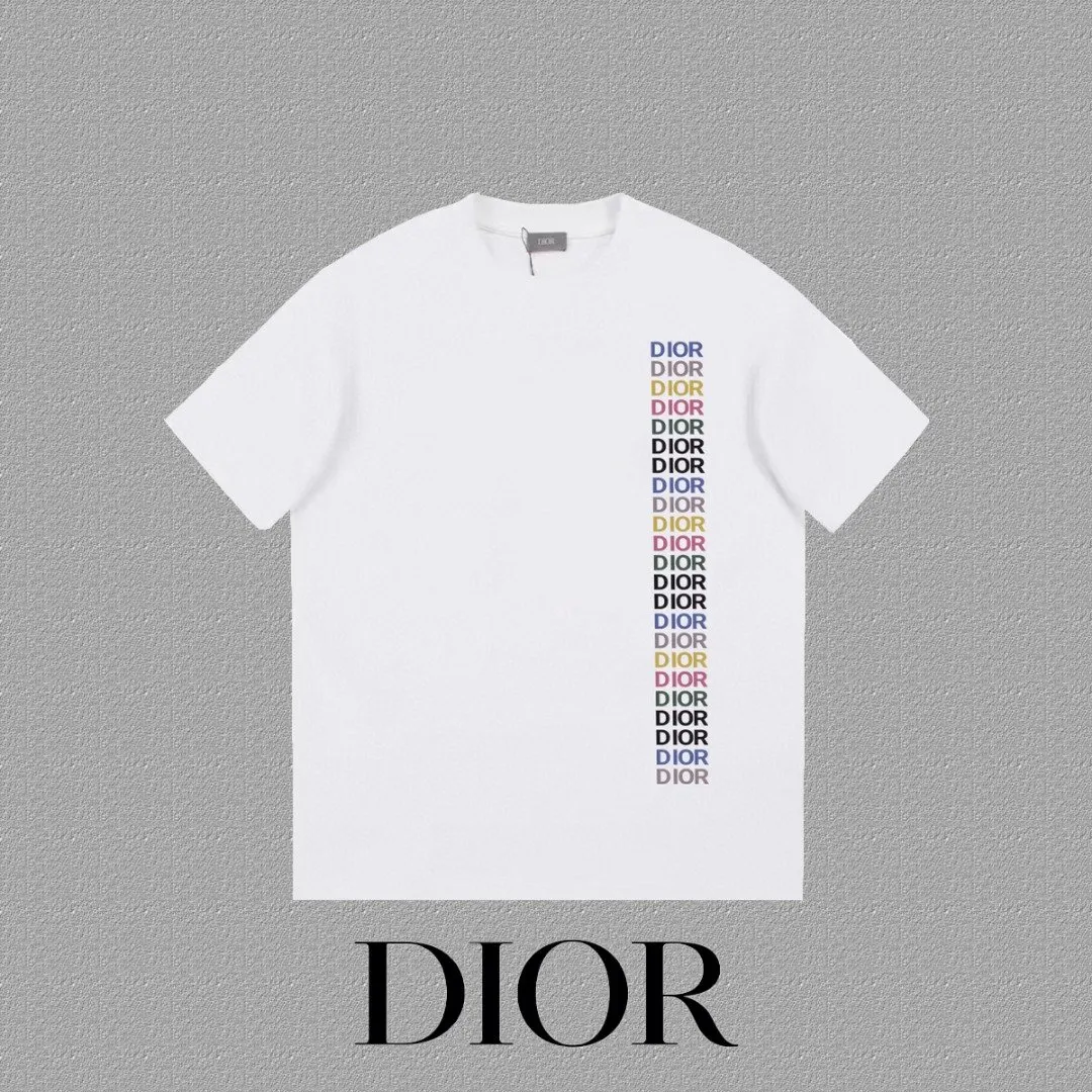 Dior 黑色竖条印花短袖T恤 个性款