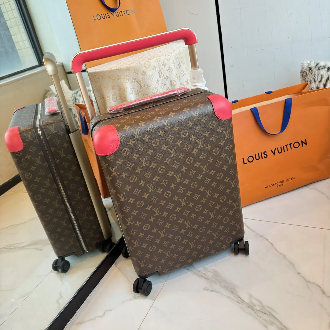 LV Horizon 粉色手柄拉桿箱 經典老花款