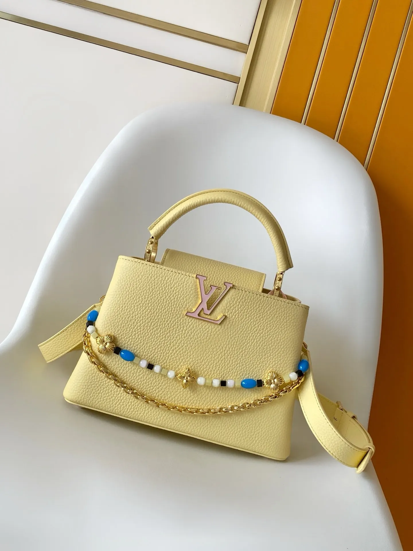 Louis Vuitton Black Brown Chain Bag Leather
