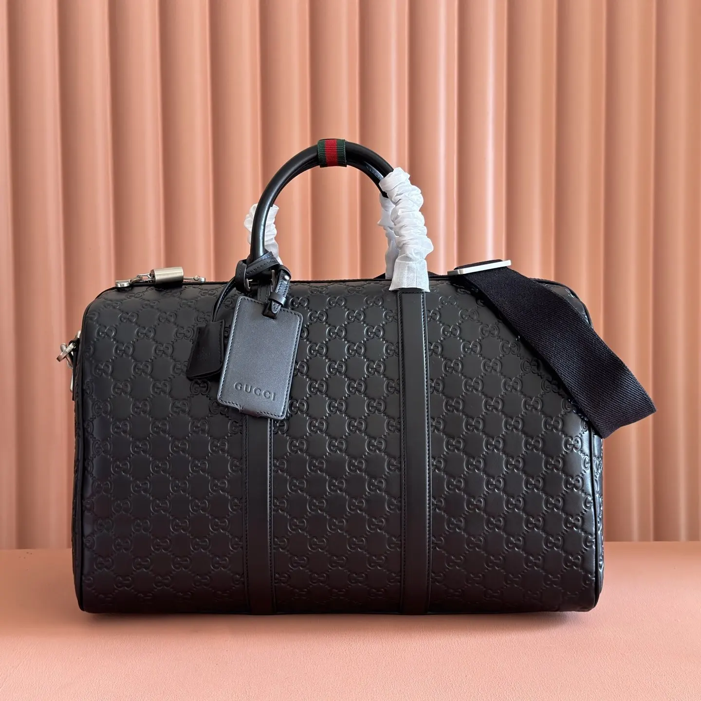 Gucci GG Emblem 黑色 帆布 旅行袋 大容量旅行款