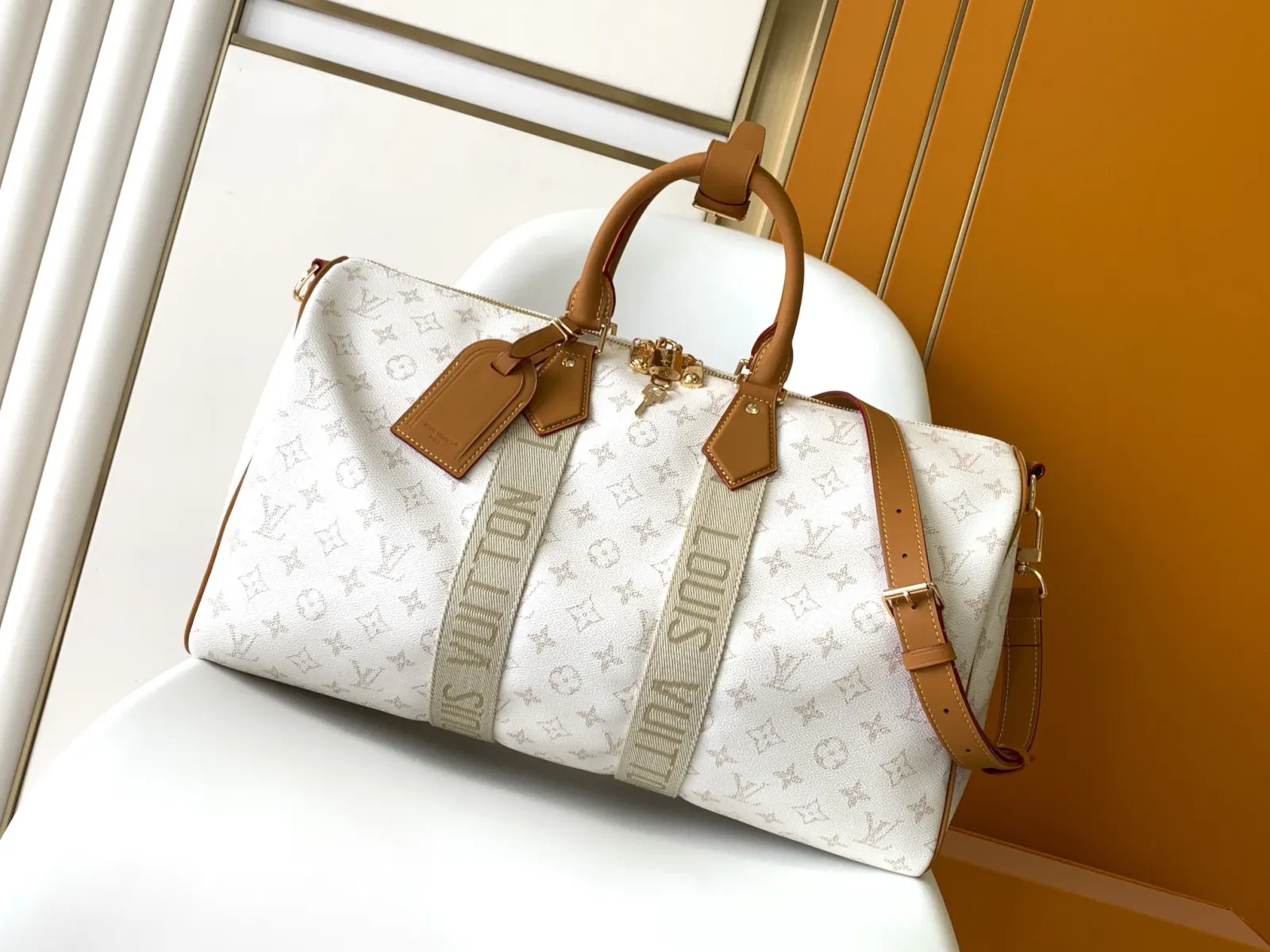 Keepall 白色 牛皮 旅行袋 大容量旅行款