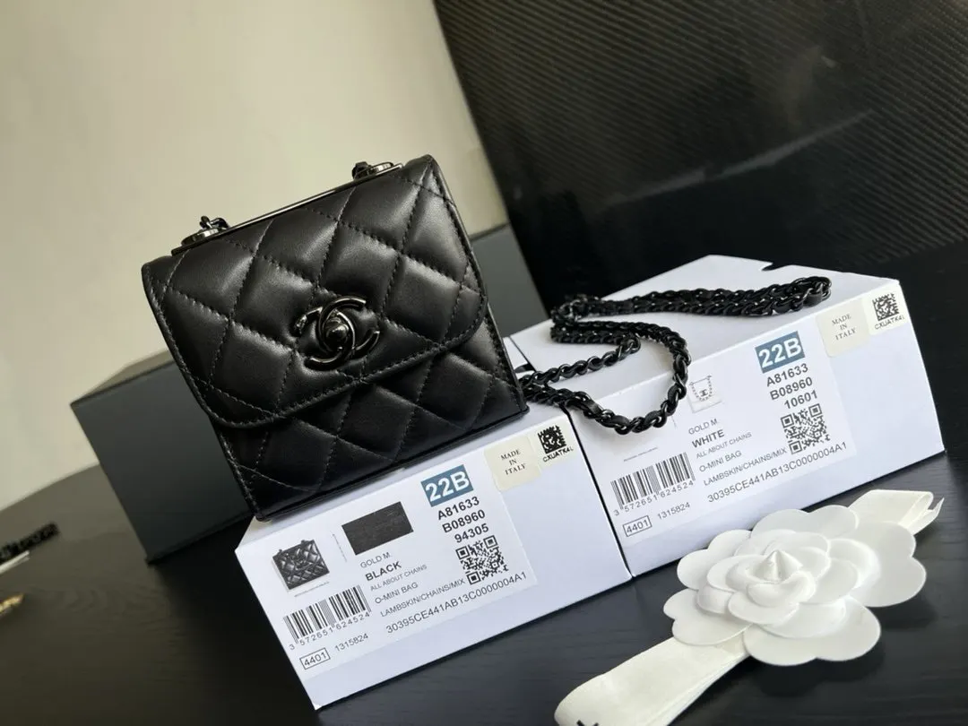 CHANEL 22 Bag 黑色牛皮鏈條包 手提款