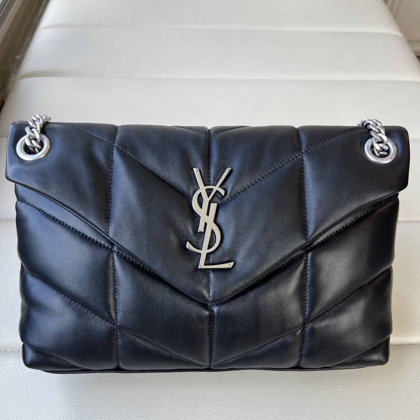 YSL 銀色 羊皮 鏈條包 精致鏈條款