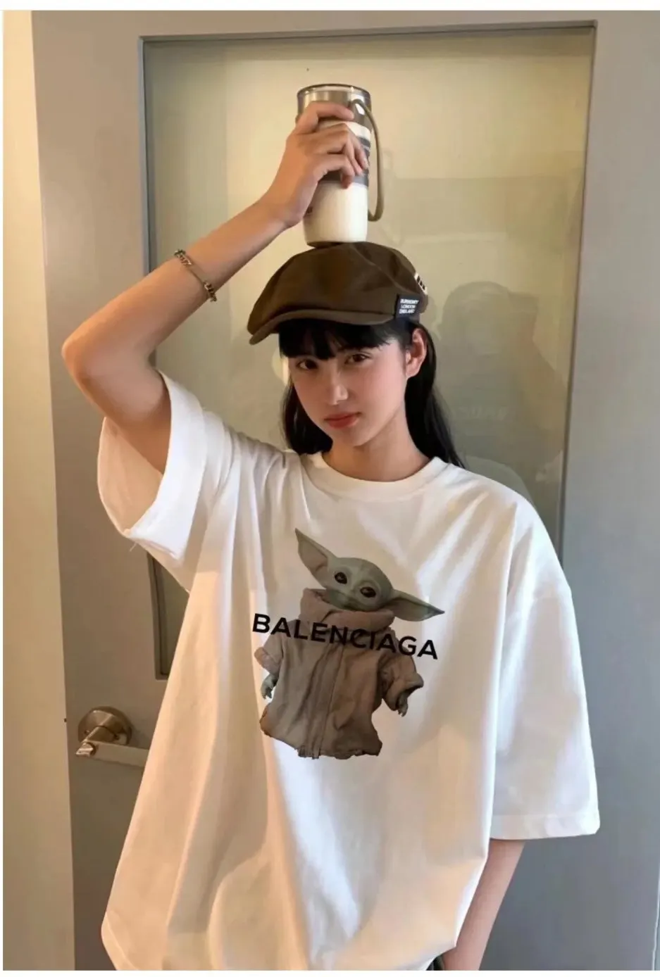 Balenciaga Print Cotton Short Sleeve T-Shirt Street Casual Style