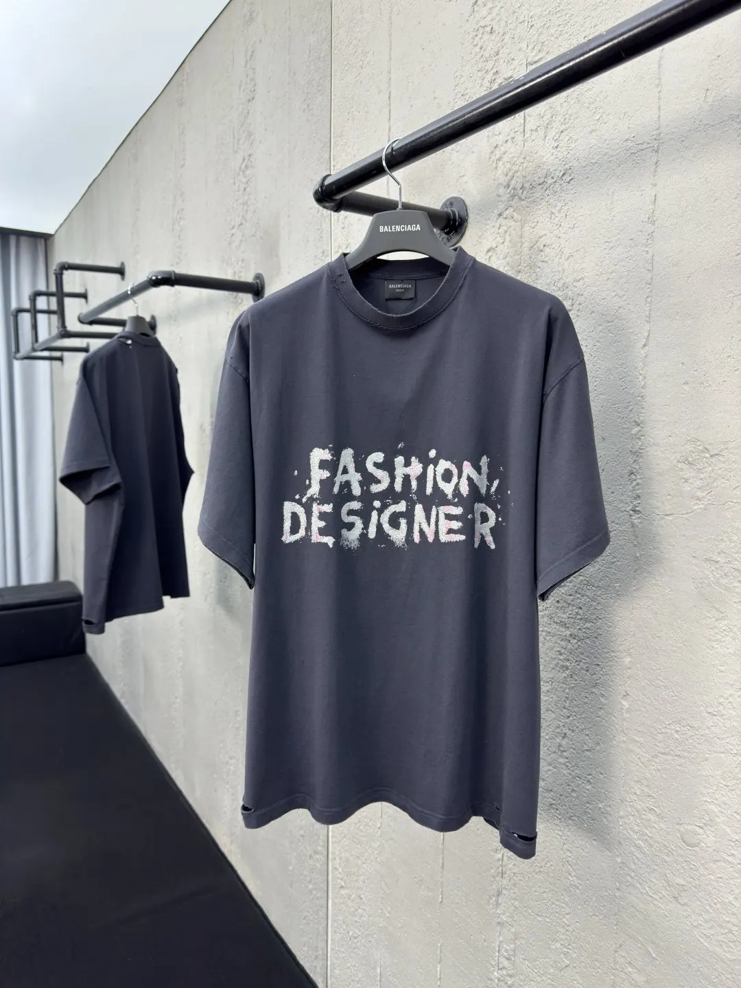 Balenciaga Black Cotton Short Sleeve T-Shirt Street Casual