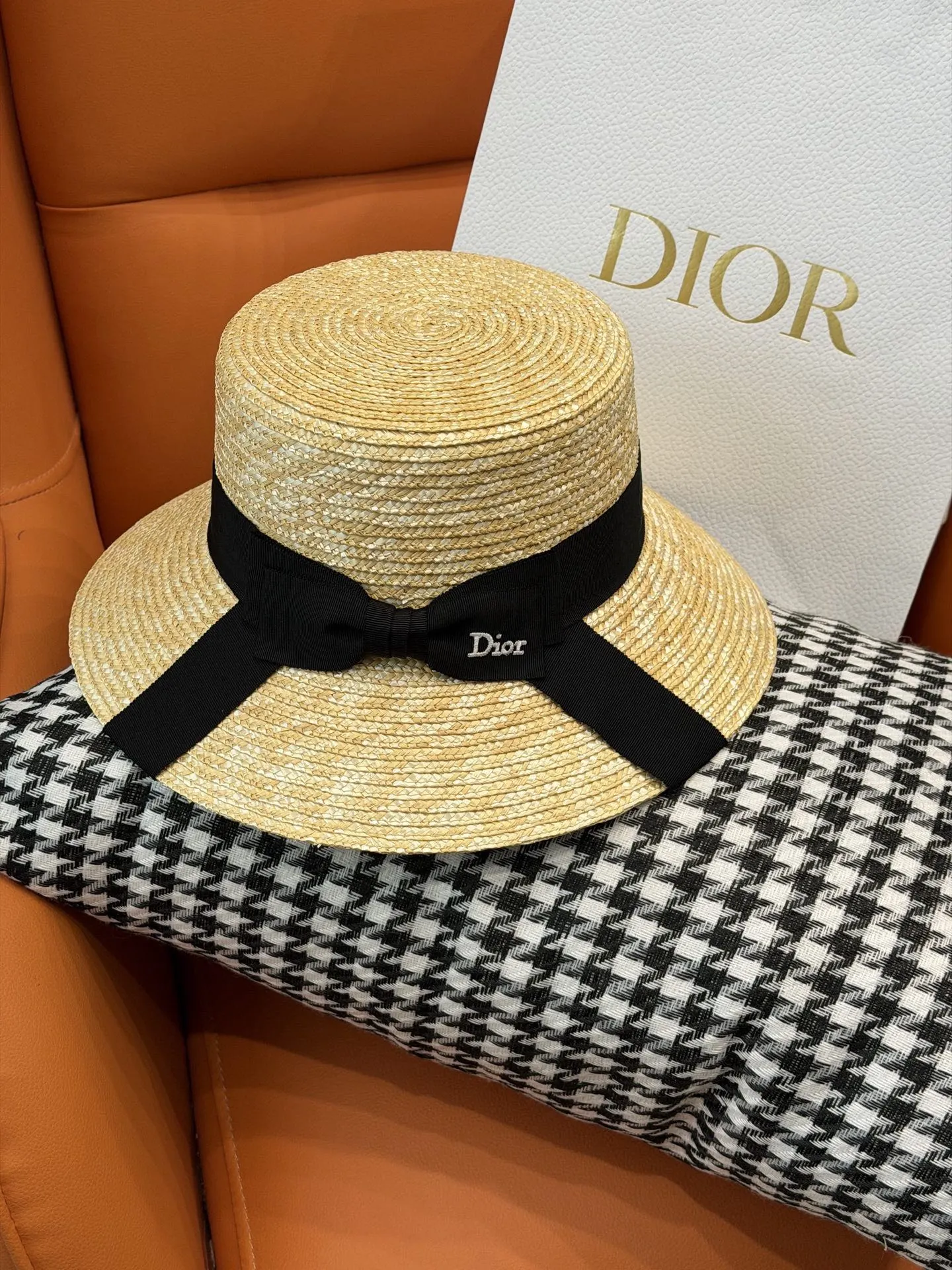 Dior 草編漁夫帽 黑色饰带款