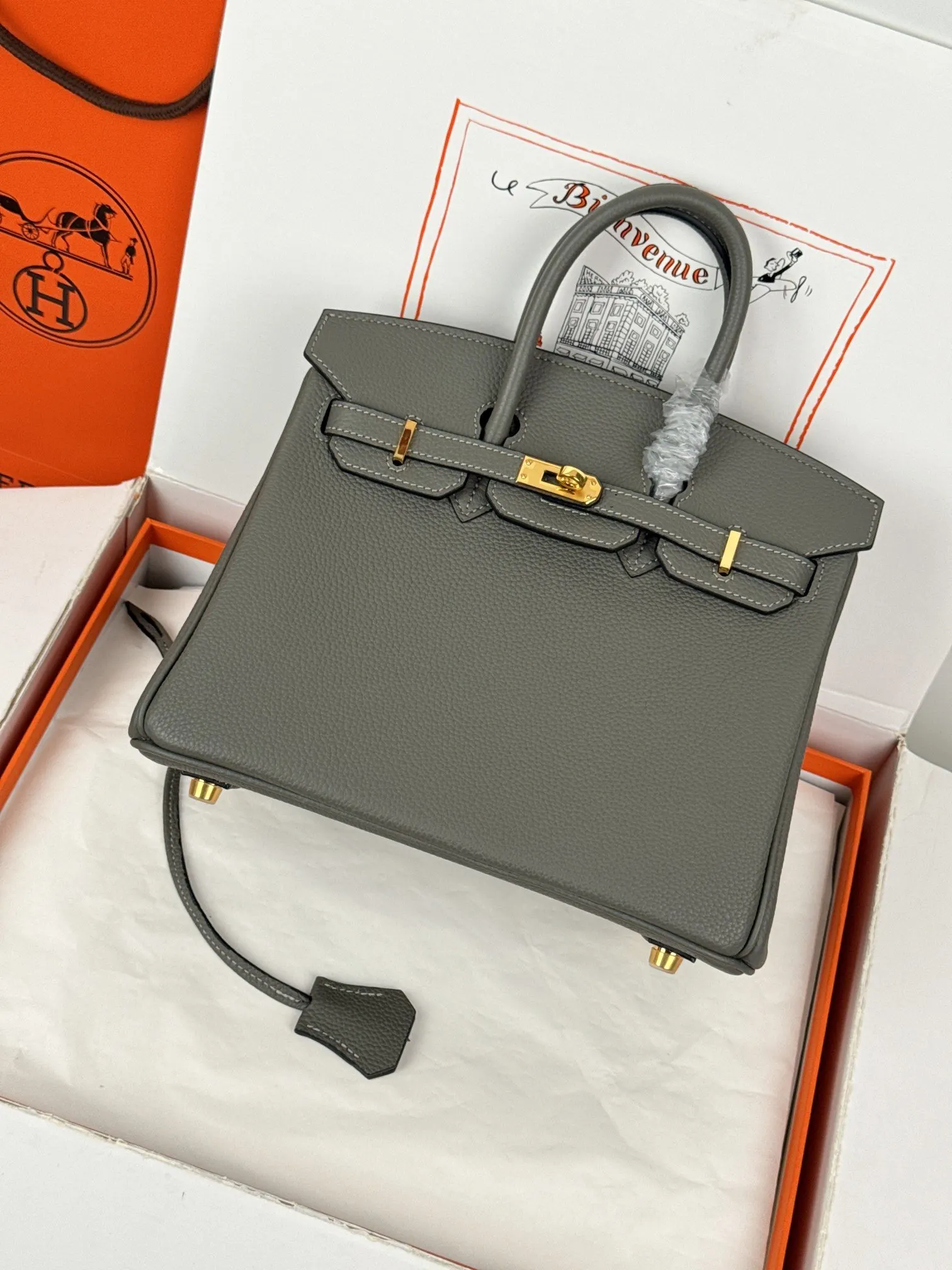 Birkin 小牛皮 togo 小牛皮 积雨云灰 手提包 通勤手提款