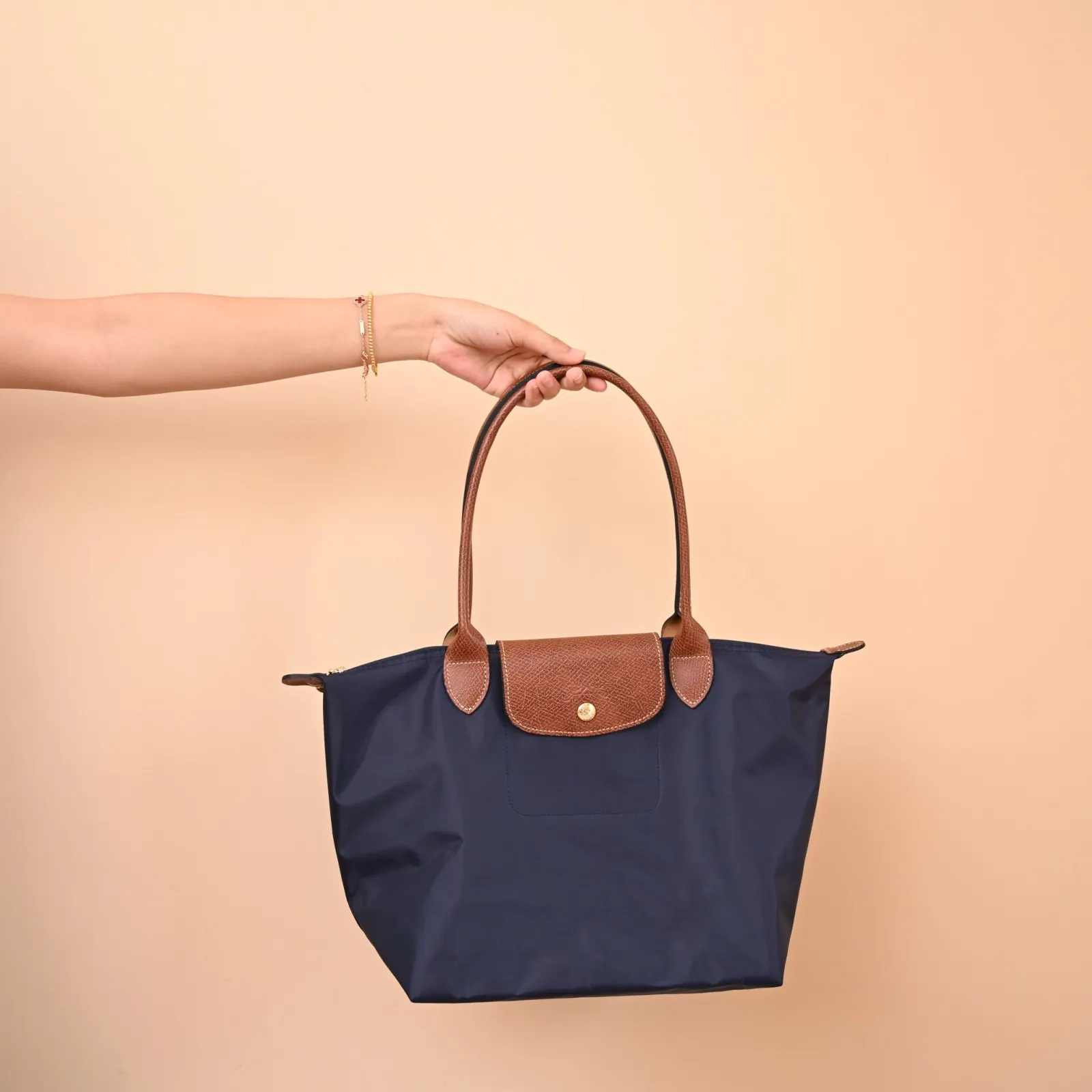 纯 珑骧 长柄中号 海军蓝 longchamp 秒 单肩包 日常单肩背款