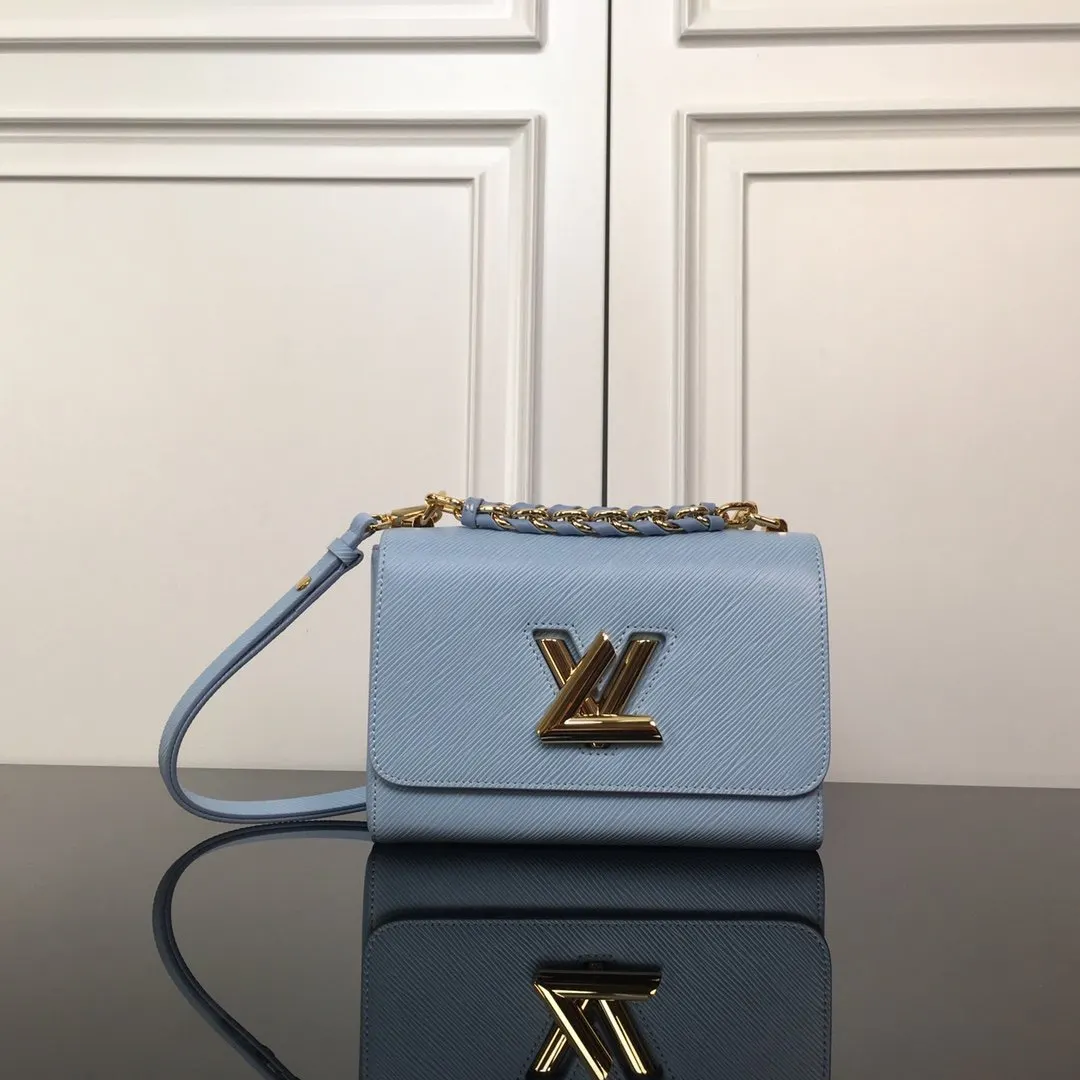 LV 蓝色 皮革 链条包 精致链条款