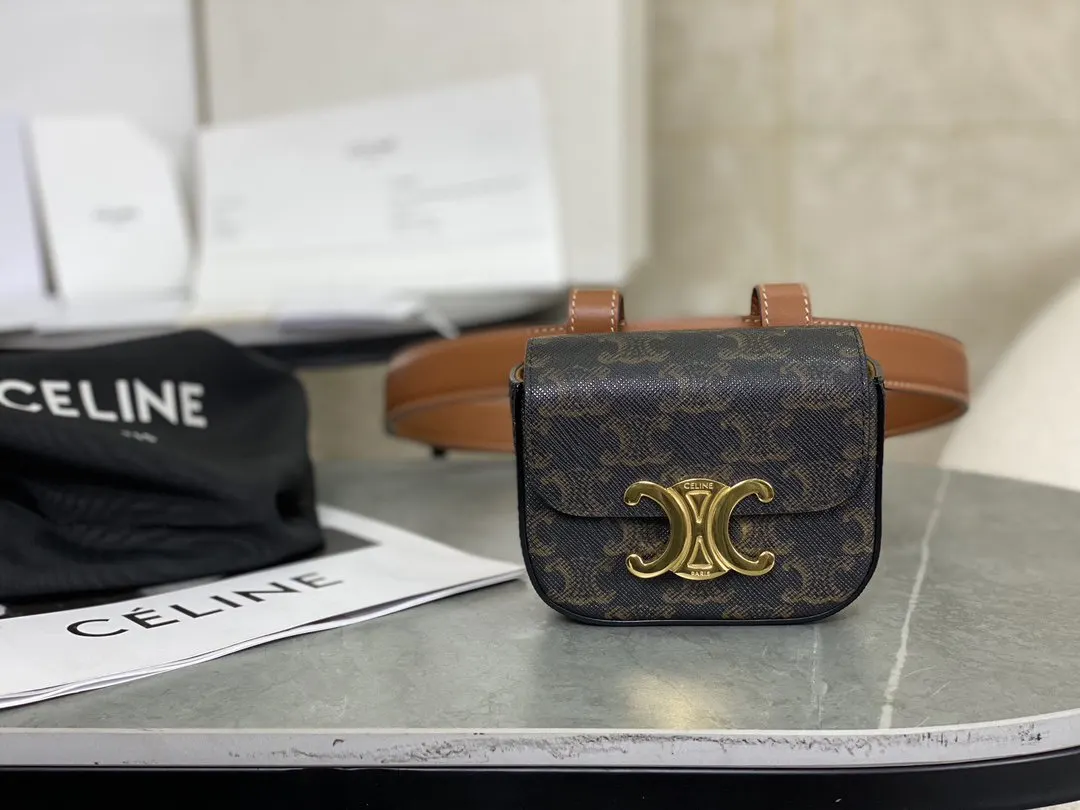 Celine 老花 老花黑 腰包 休闲腰包款