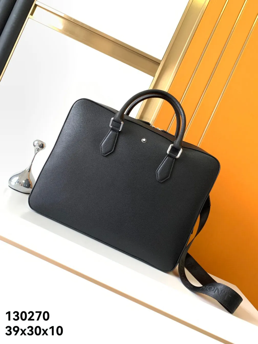 Black Briefcase Business Commuter Leather