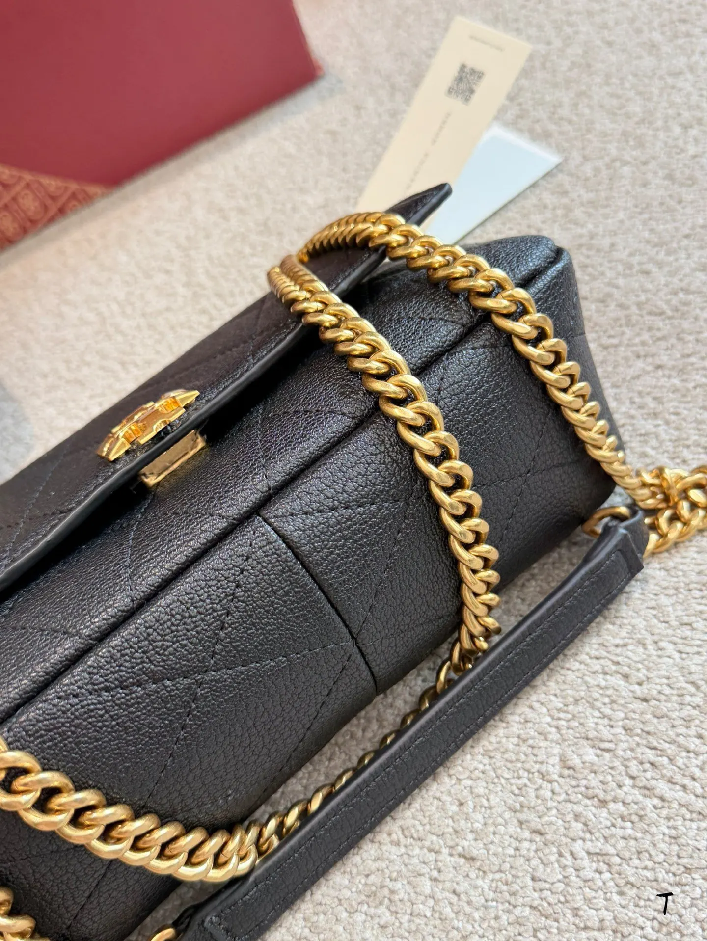 黑色 金色 牛皮 Tory Burch Charlie​​ 鏈條包 精致鏈條款