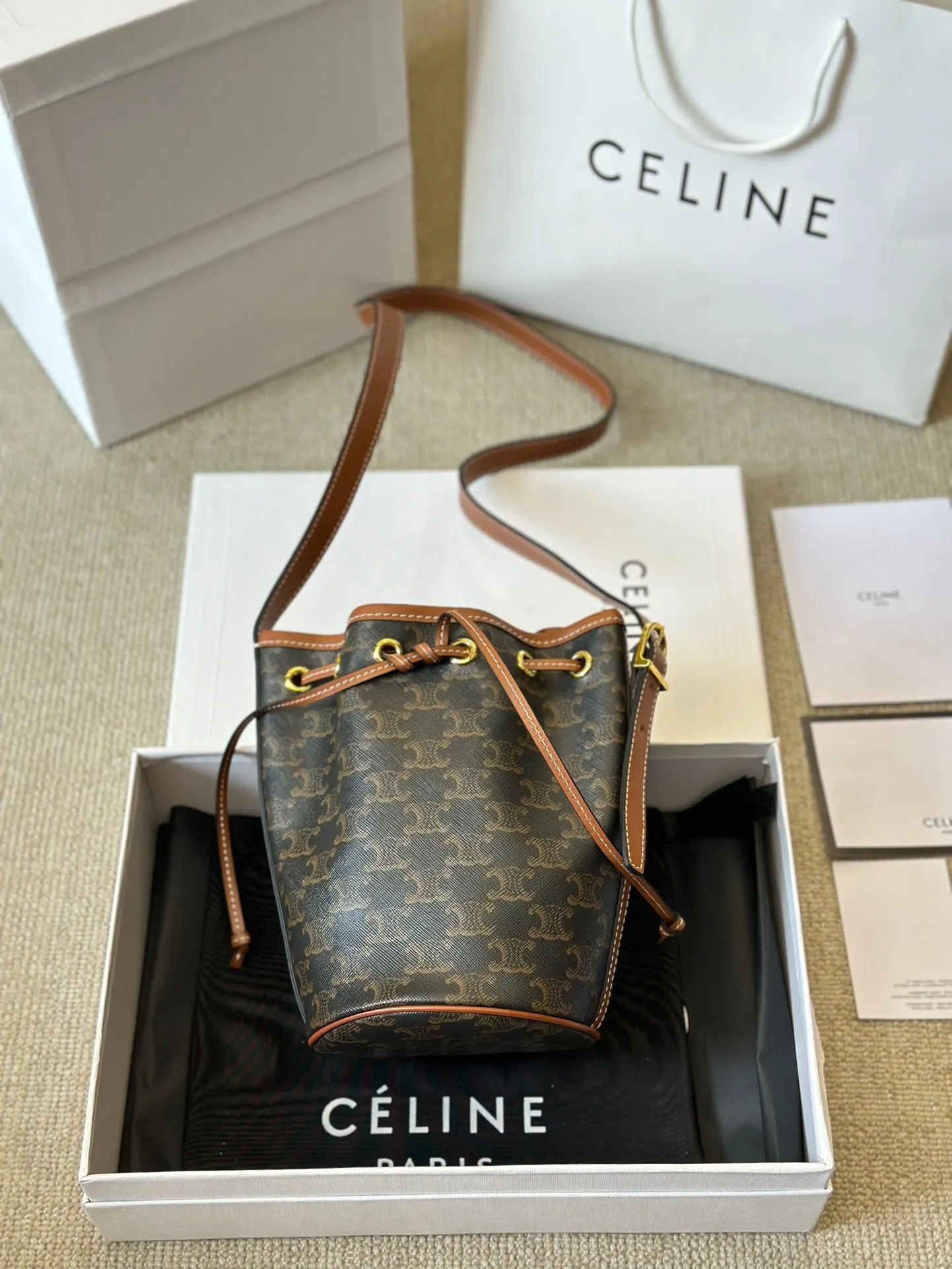 Monogram Bucket Bag Casual Leather