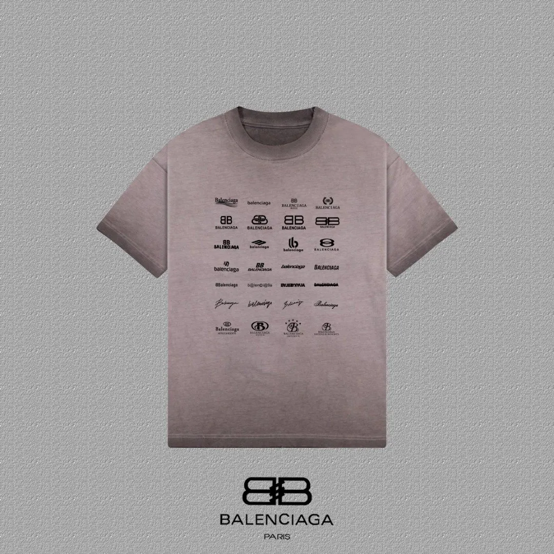 Balenciaga Paris Gray Short Sleeve T-Shirt Street Casual