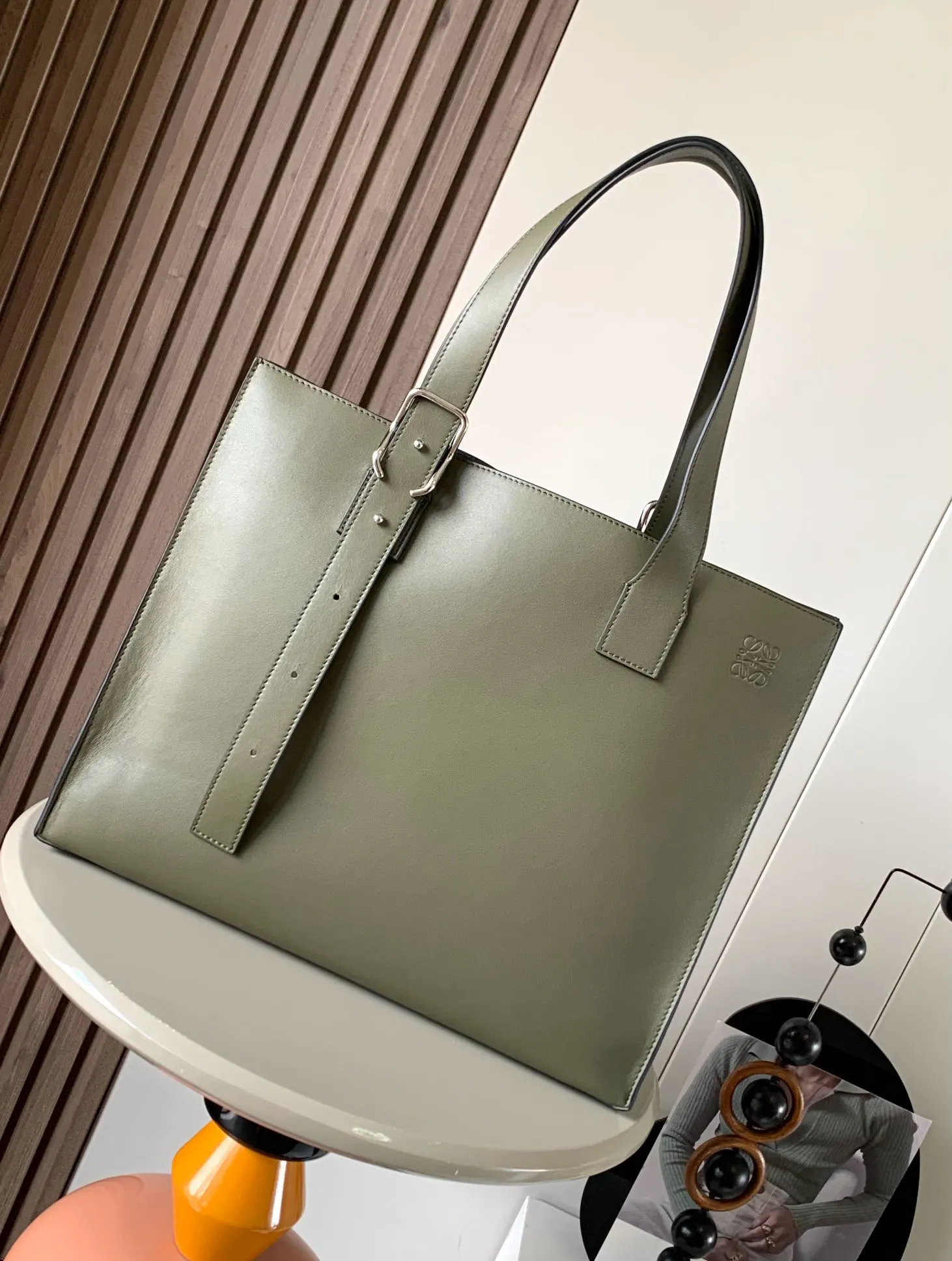 Green Tote Bag Classic Leather