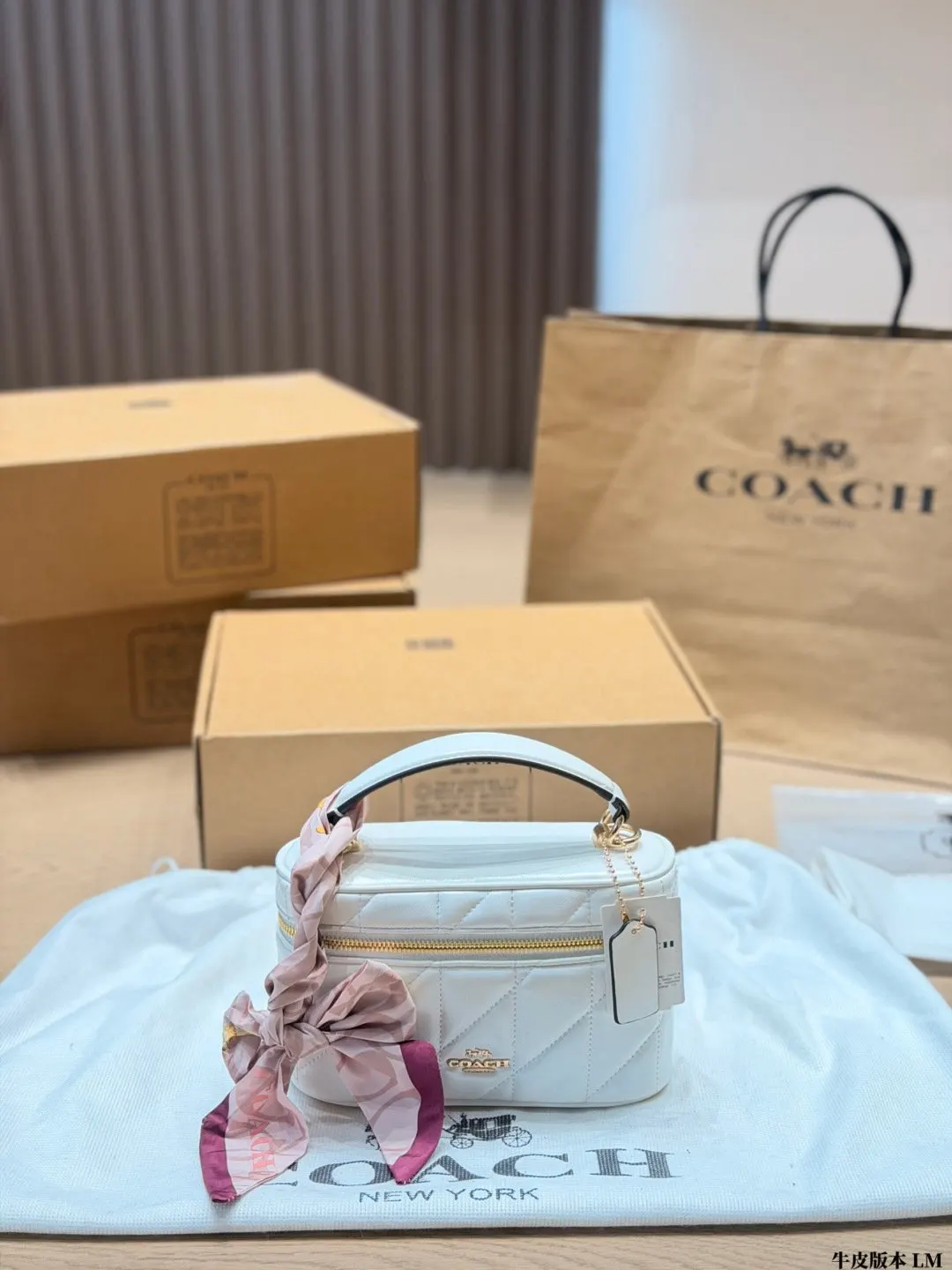 Coach 棕色 老花 牛皮 鏈條包 精致鏈條款