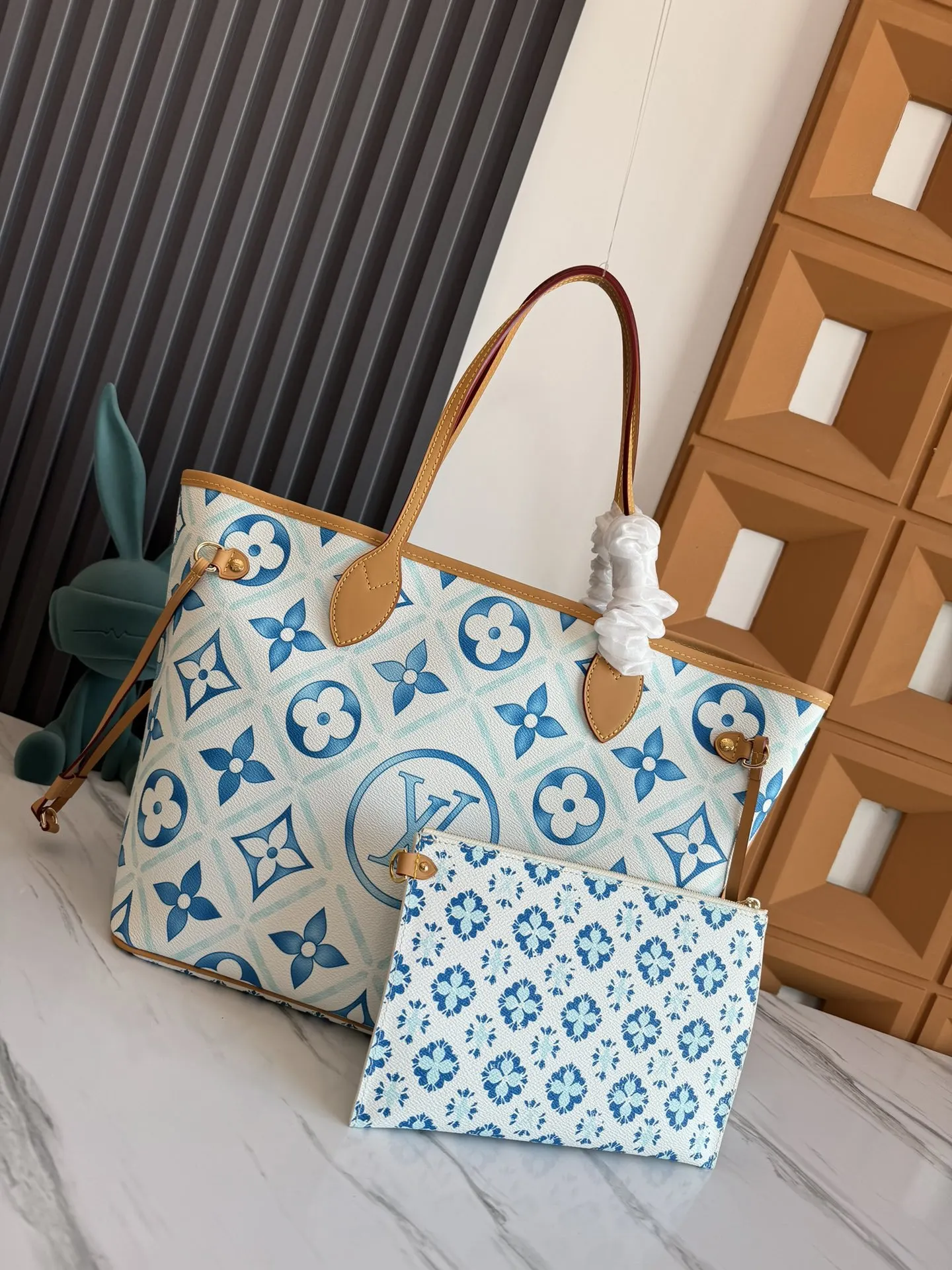Louis Vuitton Red Blue Tote Bag Canvas