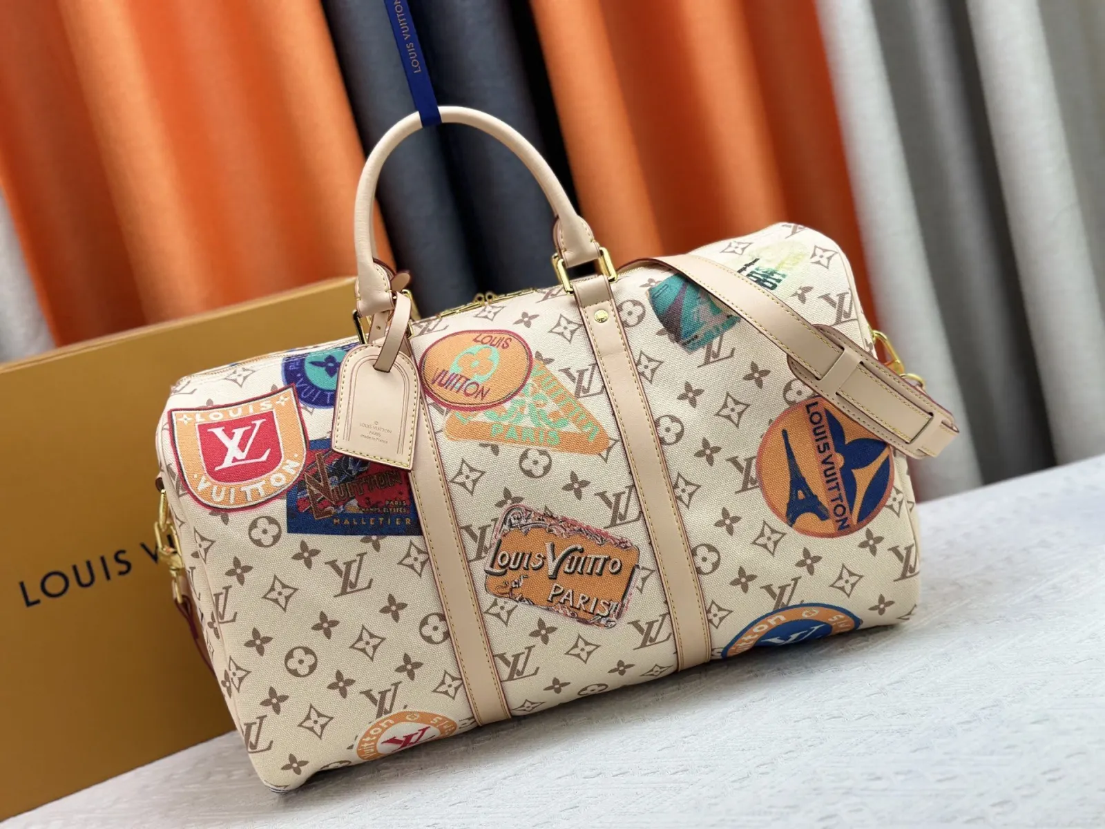 LV 金色 牛皮 旅行袋 大容量旅行款