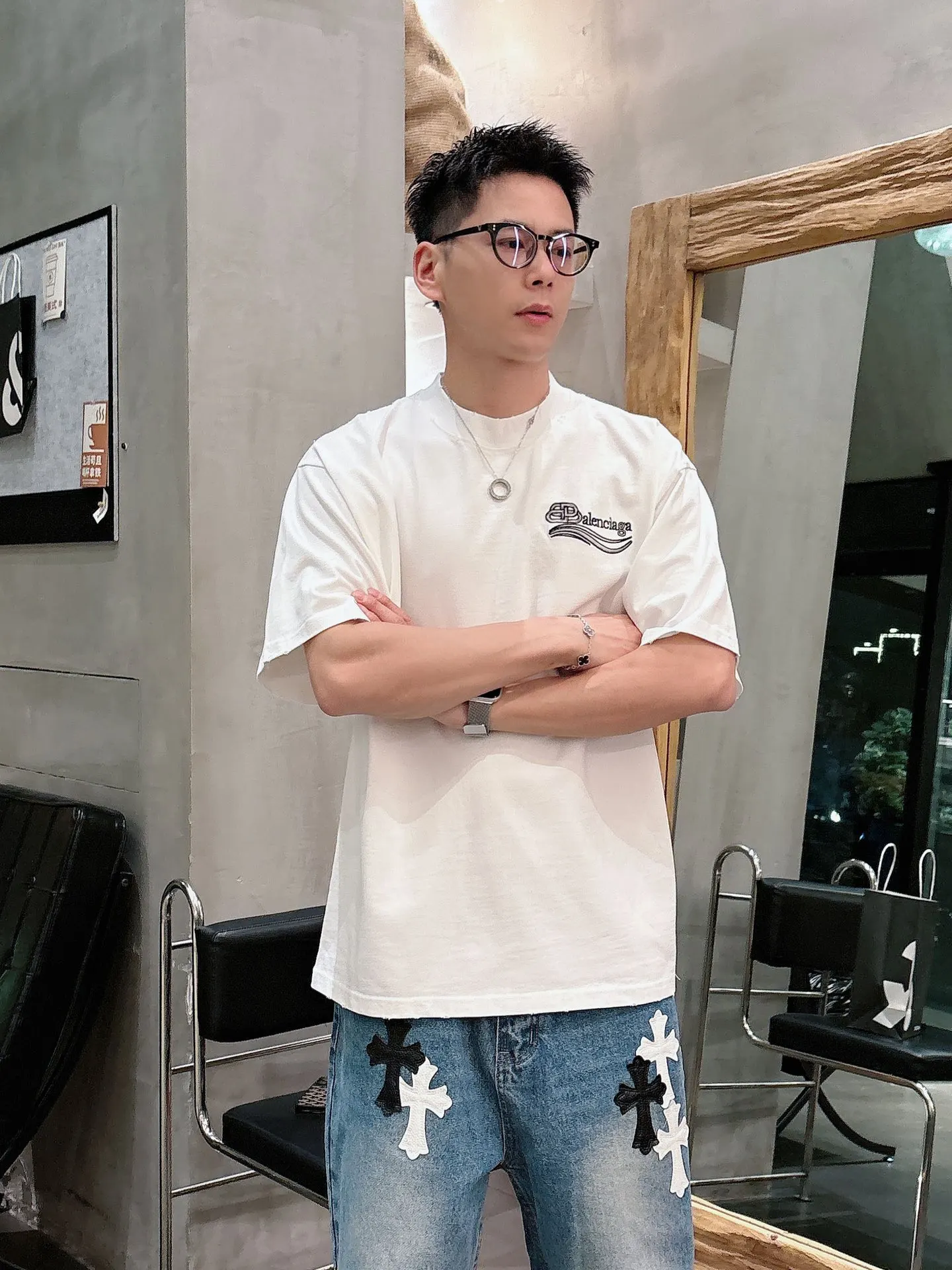 Balenciaga Logo Short Sleeve T-Shirt Street Casual