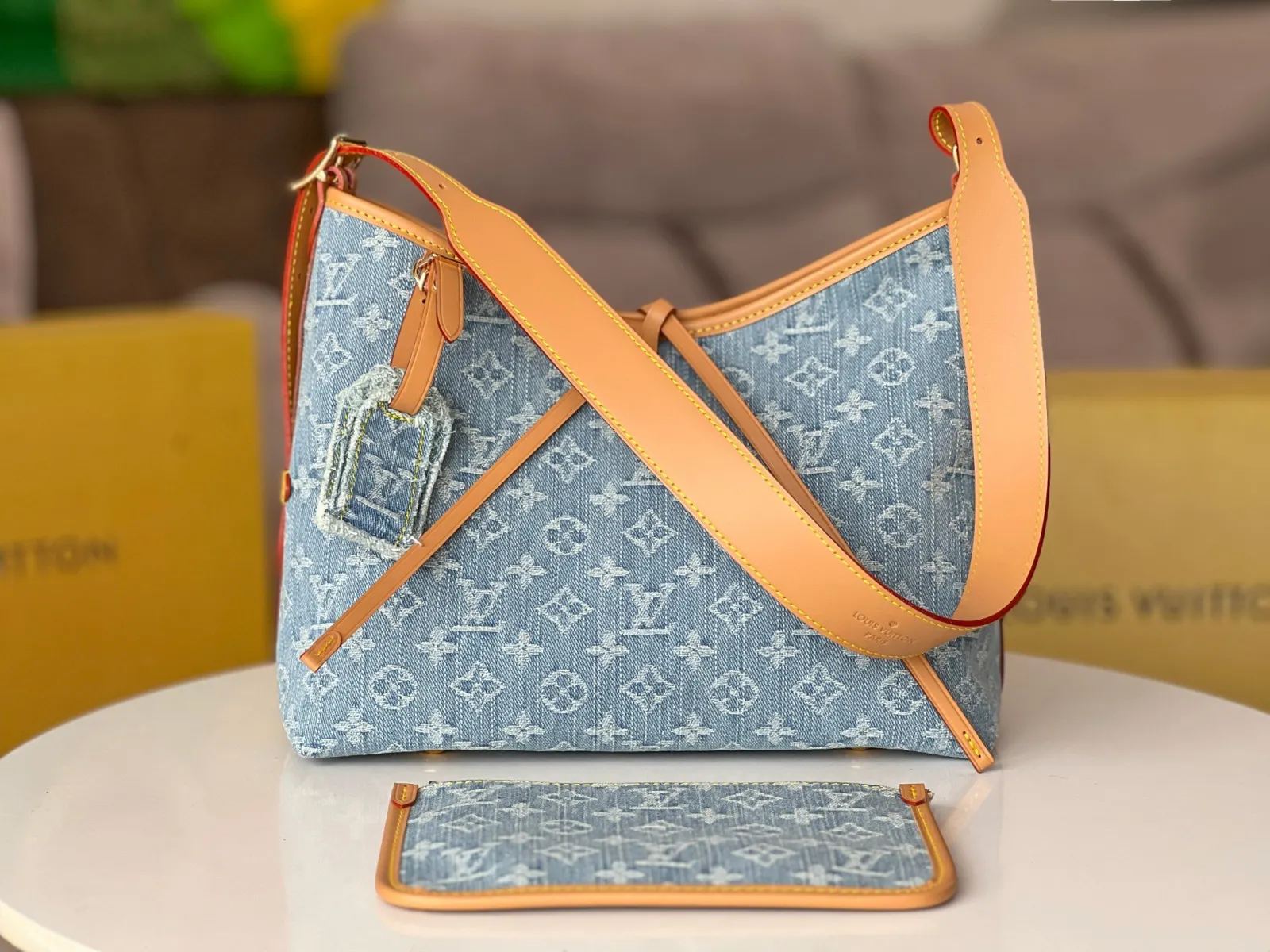 CarryAll 藍色 牛仔 帆布 手拿包 精致手拿款