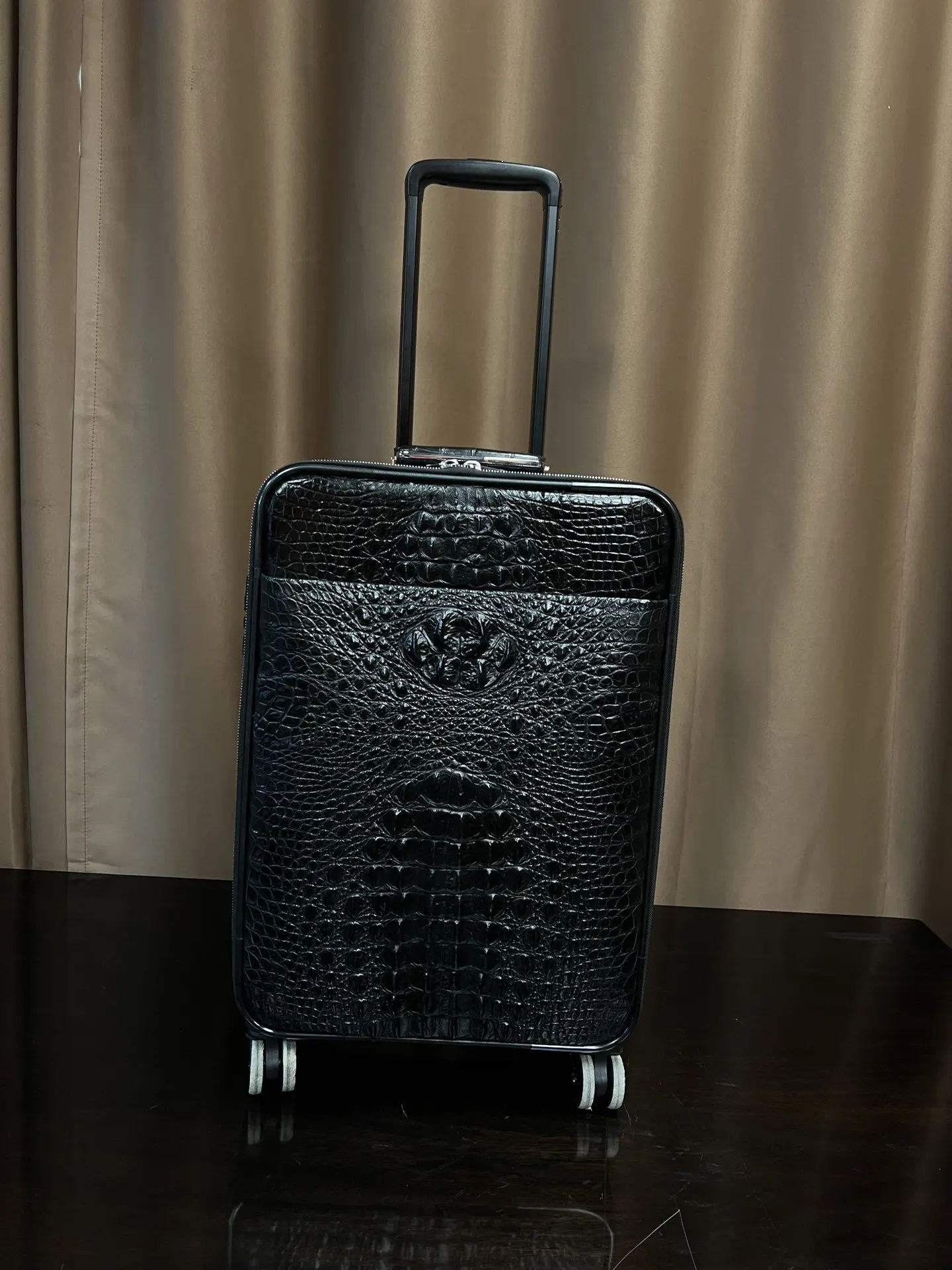 Black Suitcase Travel Lightweight Leather