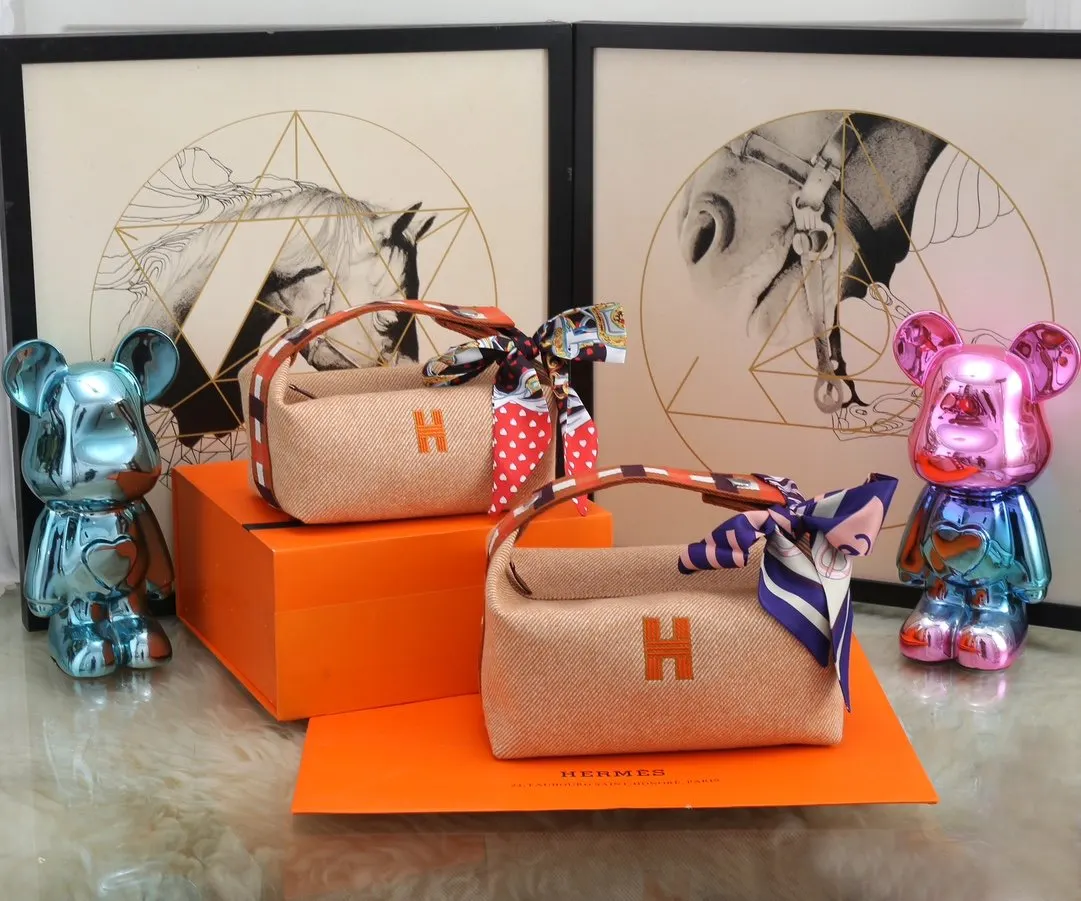 饭盒包 色 羊毛格子橙 Trousse Bride 化妆包 