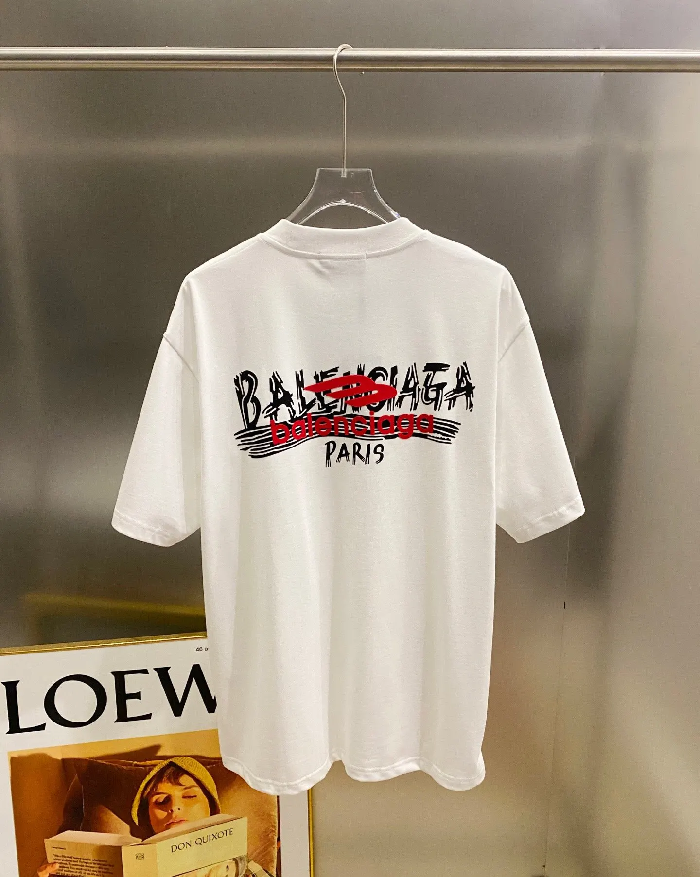 Balenciaga 玫红 純棉 Logo 短袖T恤 宽松休閒款