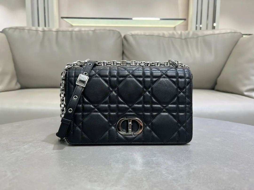 Dior Caro black sheepskin chain bag, portable messenger