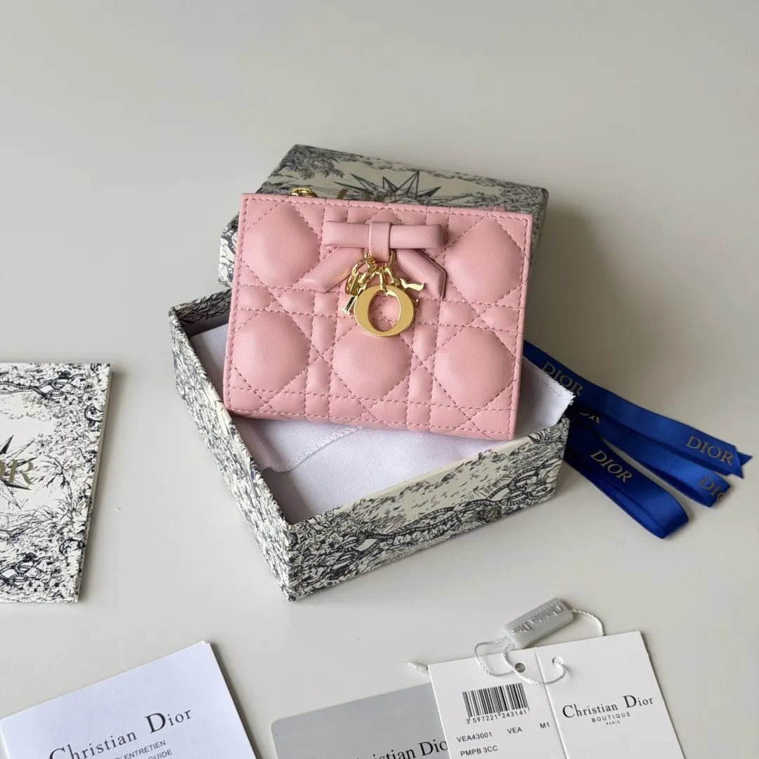 Dior 粉色羊皮迷你化妝包 手拿收納款