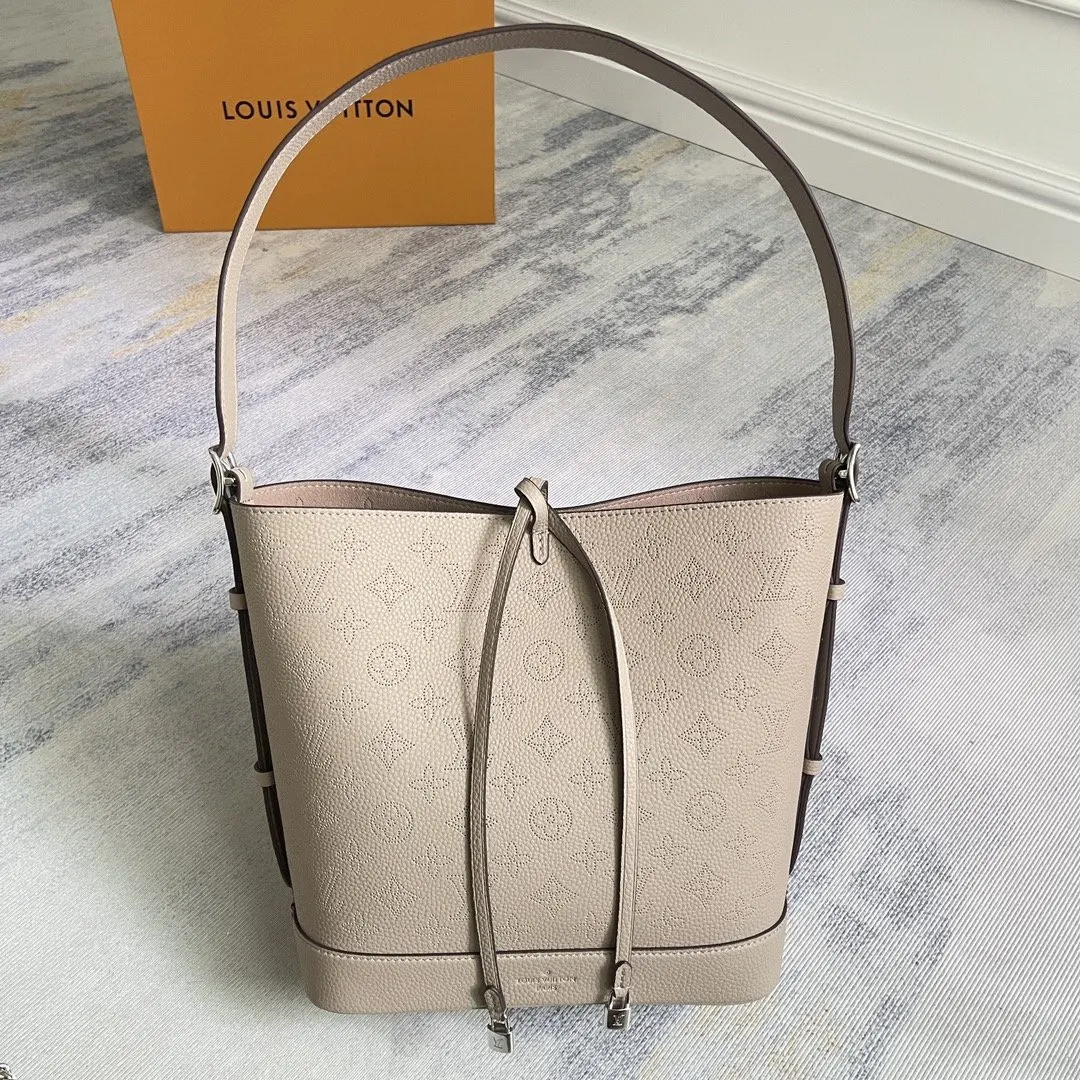 Black Gray Bucket Bag Casual Leather
