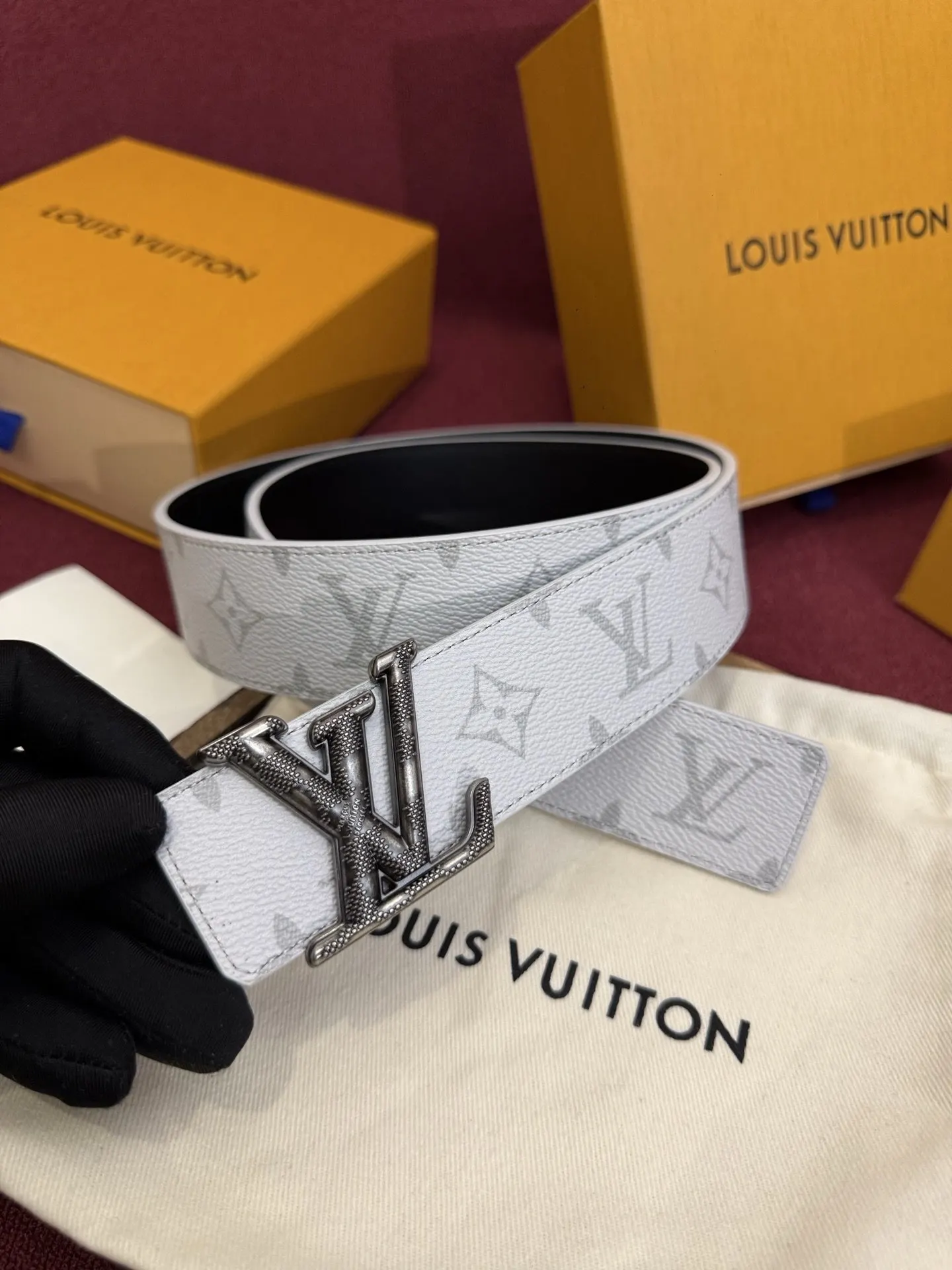 LV 綠色 雙面腰帶 商務休閒款