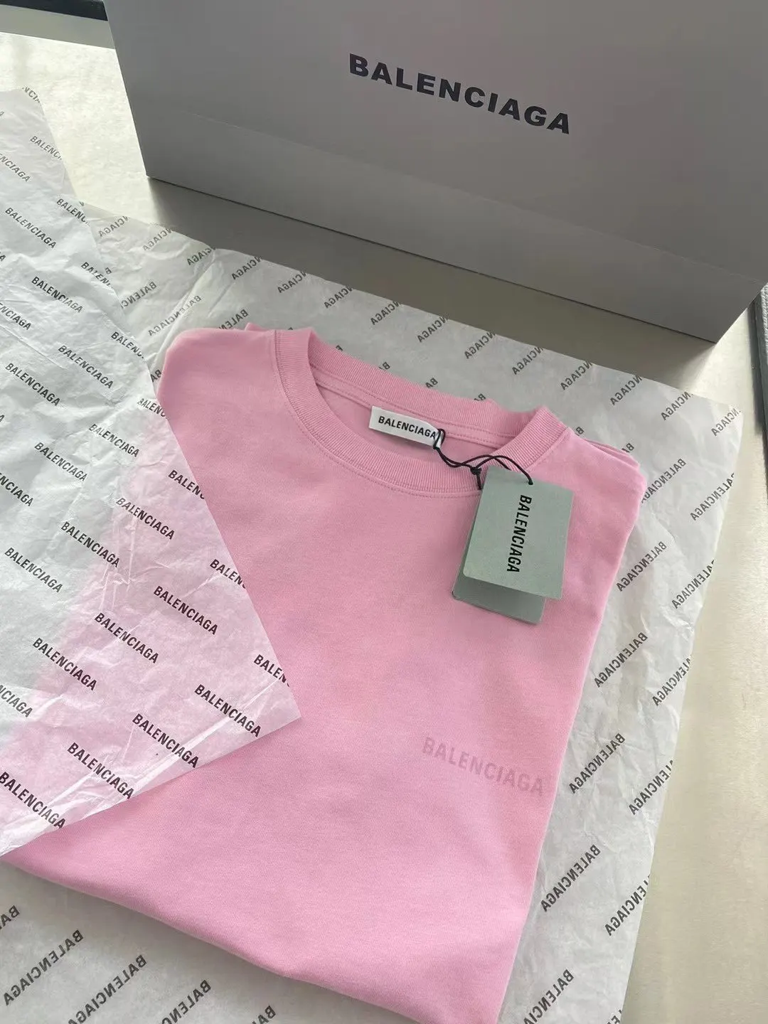 Balenciaga BLCG Pink Short Sleeve T-Shirt Street Casual Styl