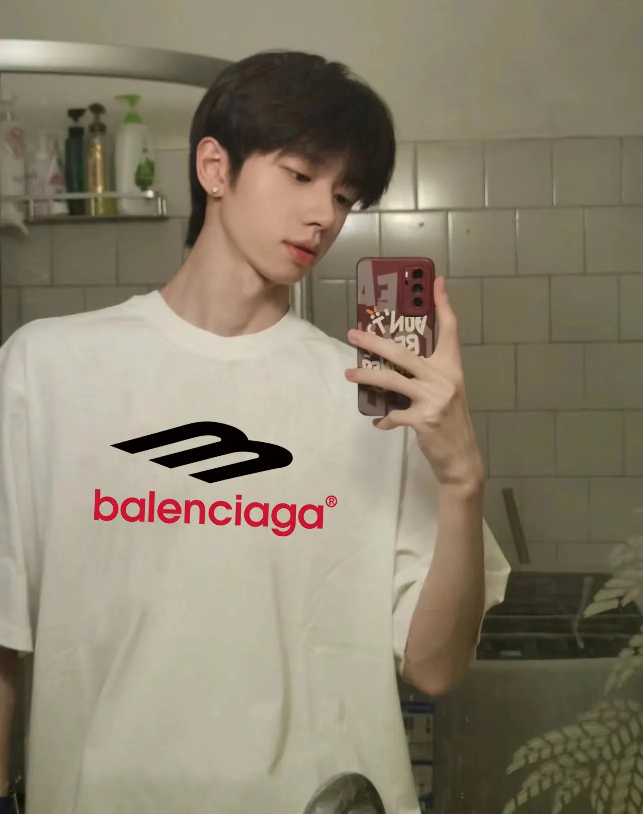 Balenciaga Black Cotton Short Sleeve T-Shirt Street Casual