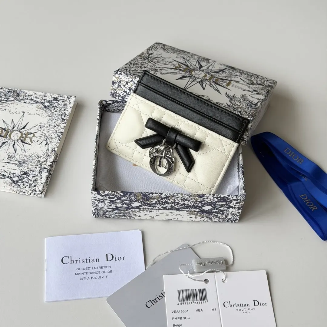 Dior 白色羊皮蝴蝶结化妝包 收納款