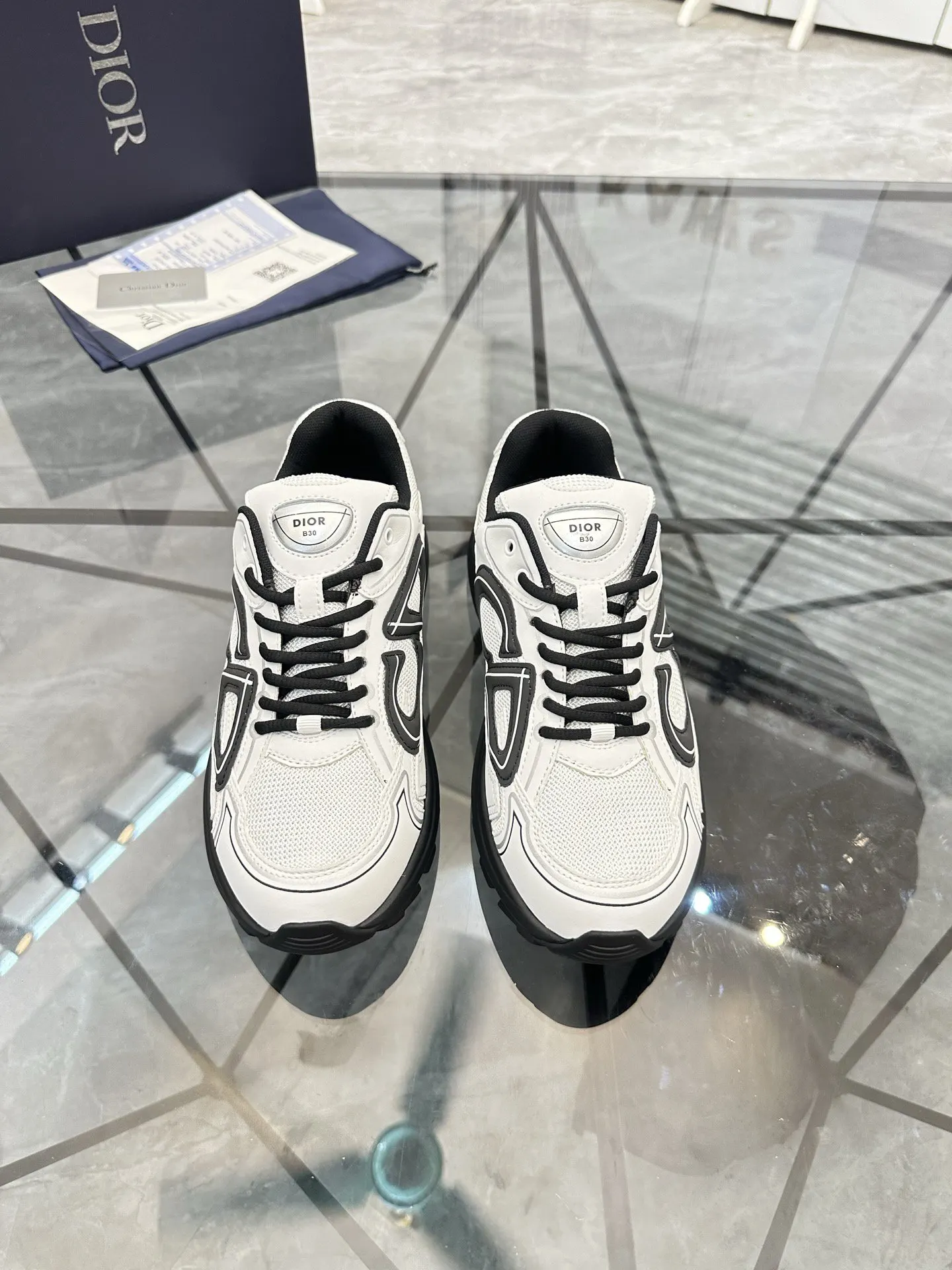 Dior B57 白黑拼色牛皮運動鞋 經典低幫款