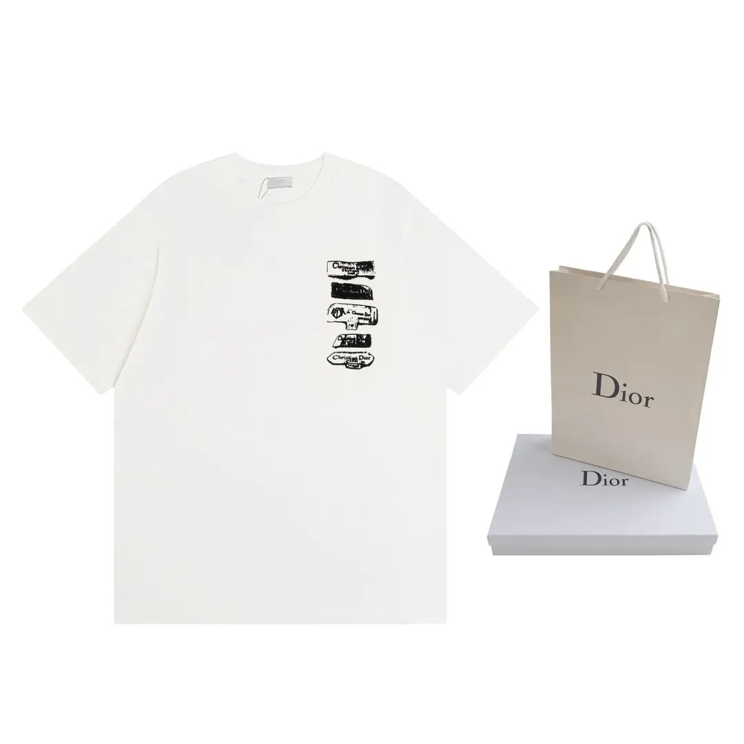 DIOR Print Cotton Short Sleeve T-Shirt Casual Versatile Styl