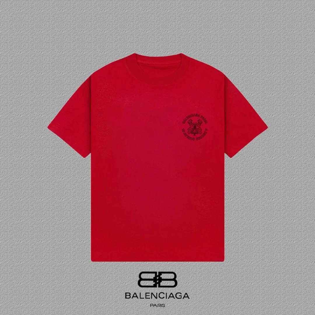 Balenciaga Red Logo Short Sleeve T-Shirt Street Casual