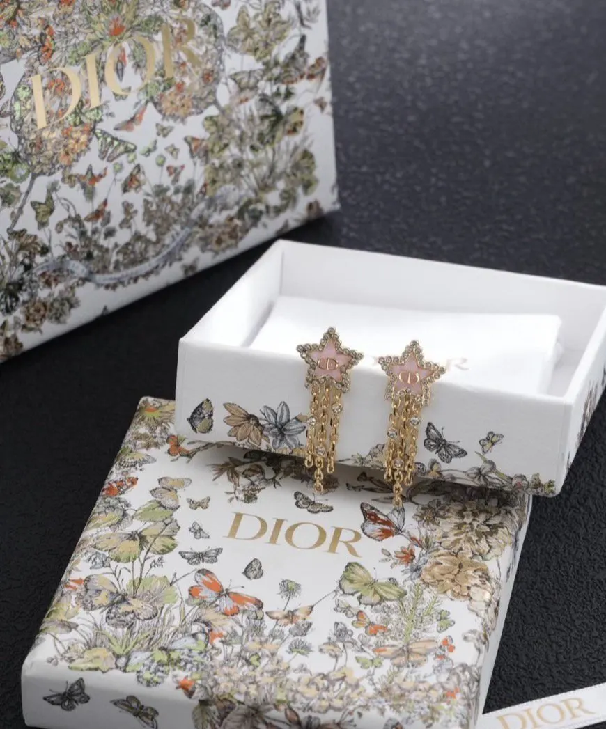 Dior 金色星形吊墜耳飾套裝 禮盒款
