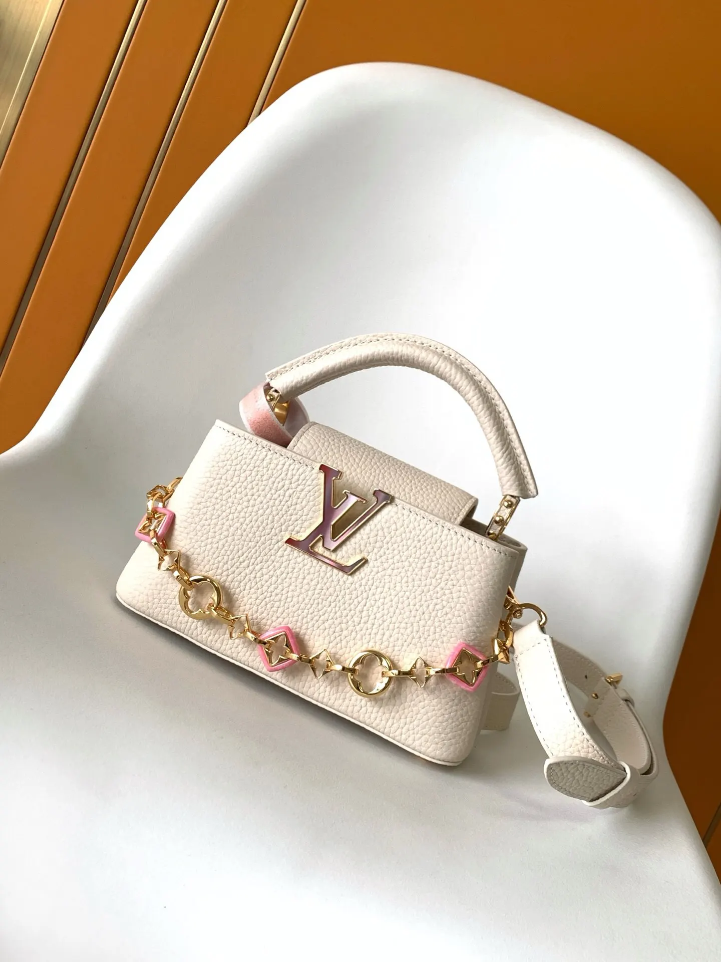 LV 黑色老花Keepall旅行袋 皮革肩带款