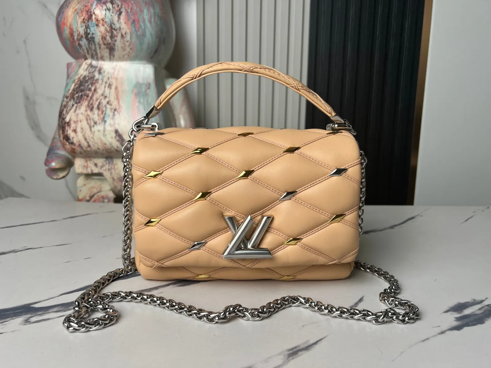 LV 杏色 羊皮 鏈條包 精致鏈條款