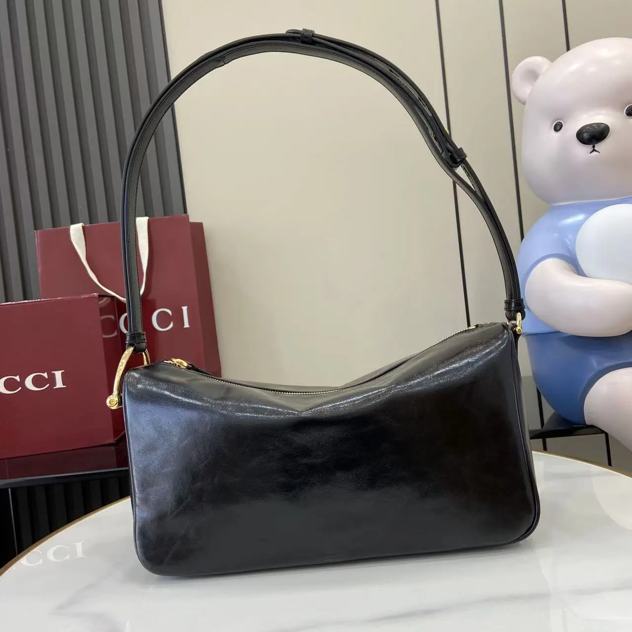 Gucci Horsebit 1955 老花馬銜扣肩揹包 單肩斜挎款