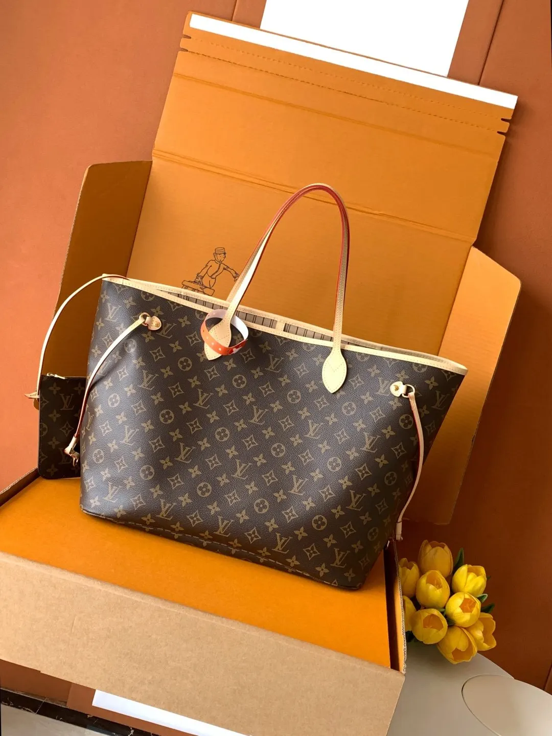 LV Neverfull 老花 帆布 手拿包 精致手拿款