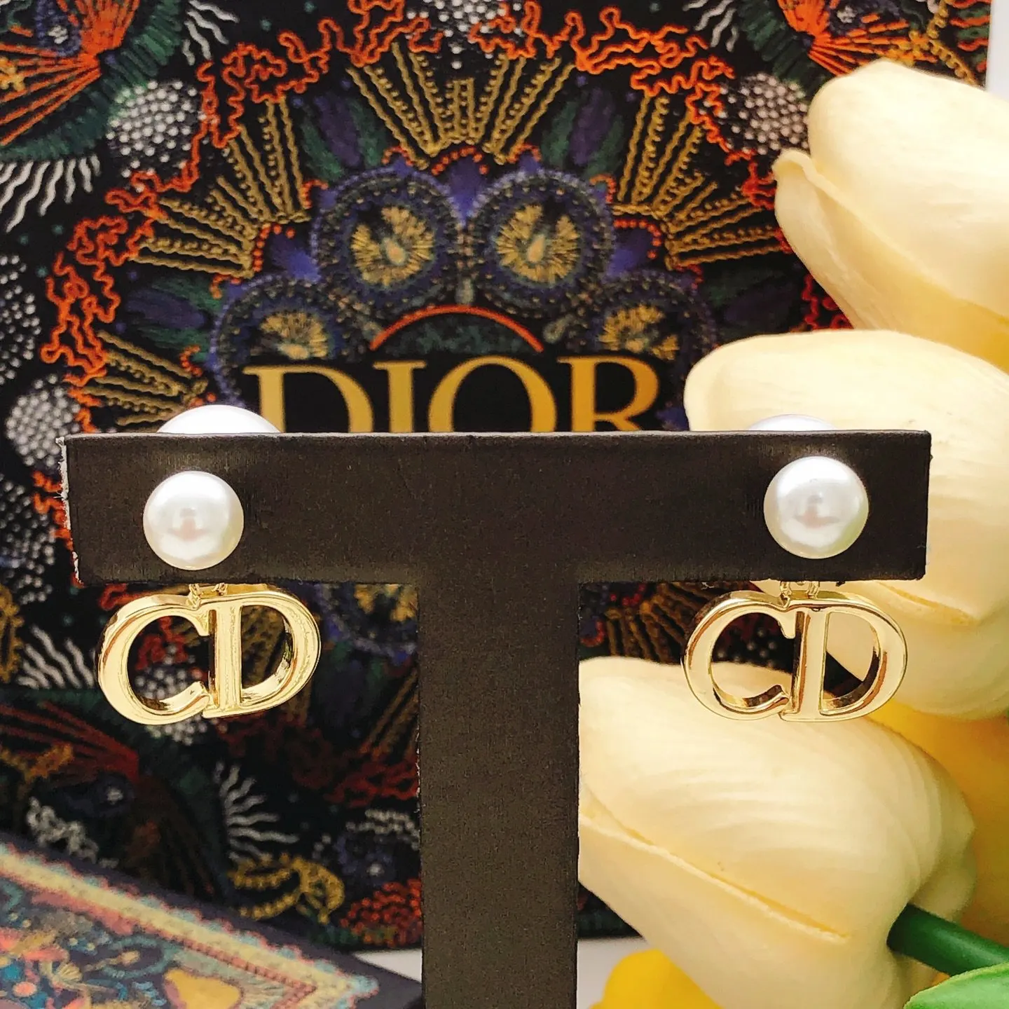 Dior CD金色項鏈耳飾套裝 禮盒款