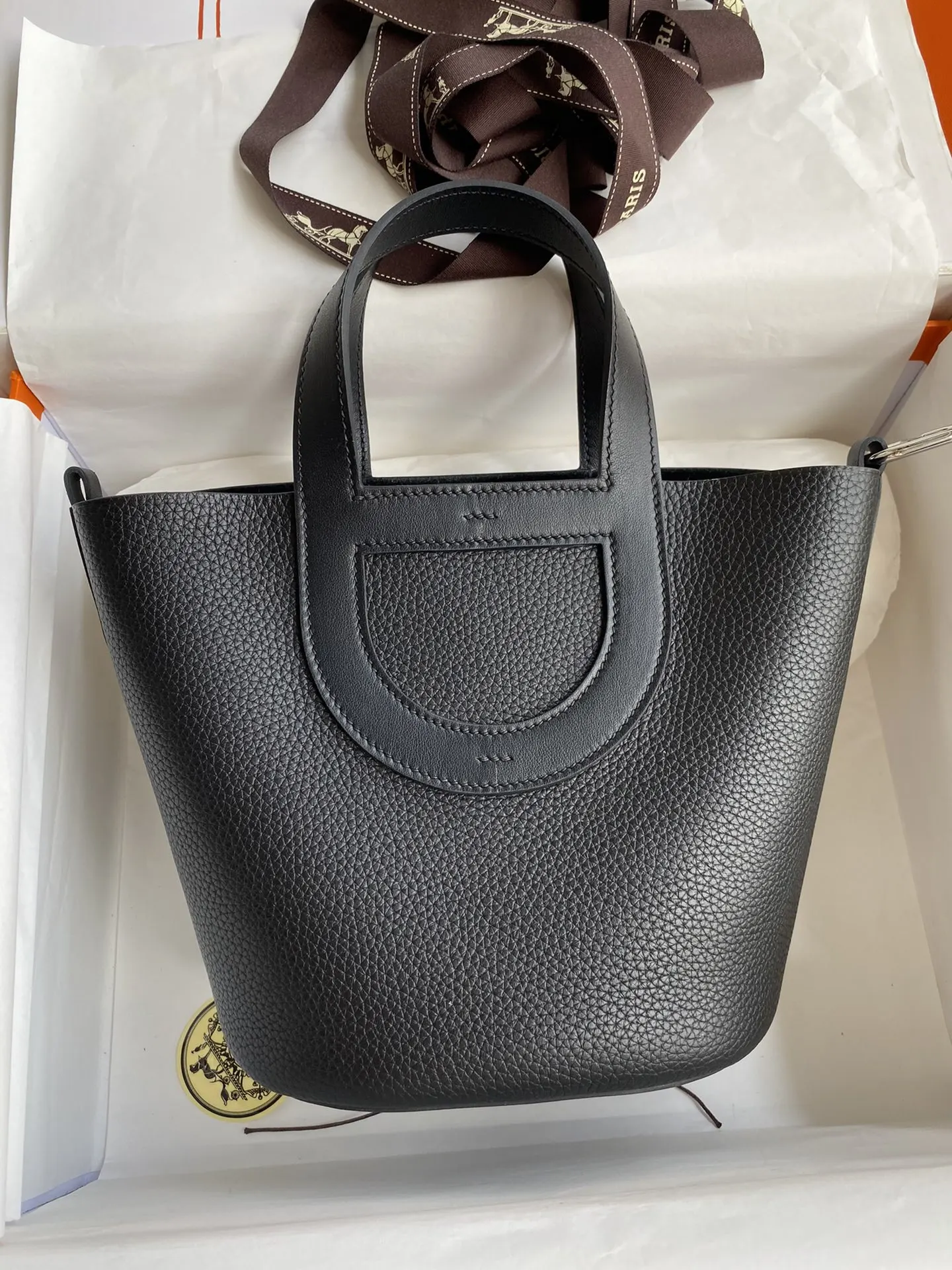 Hermes Black Bucket Bag Classic Leather