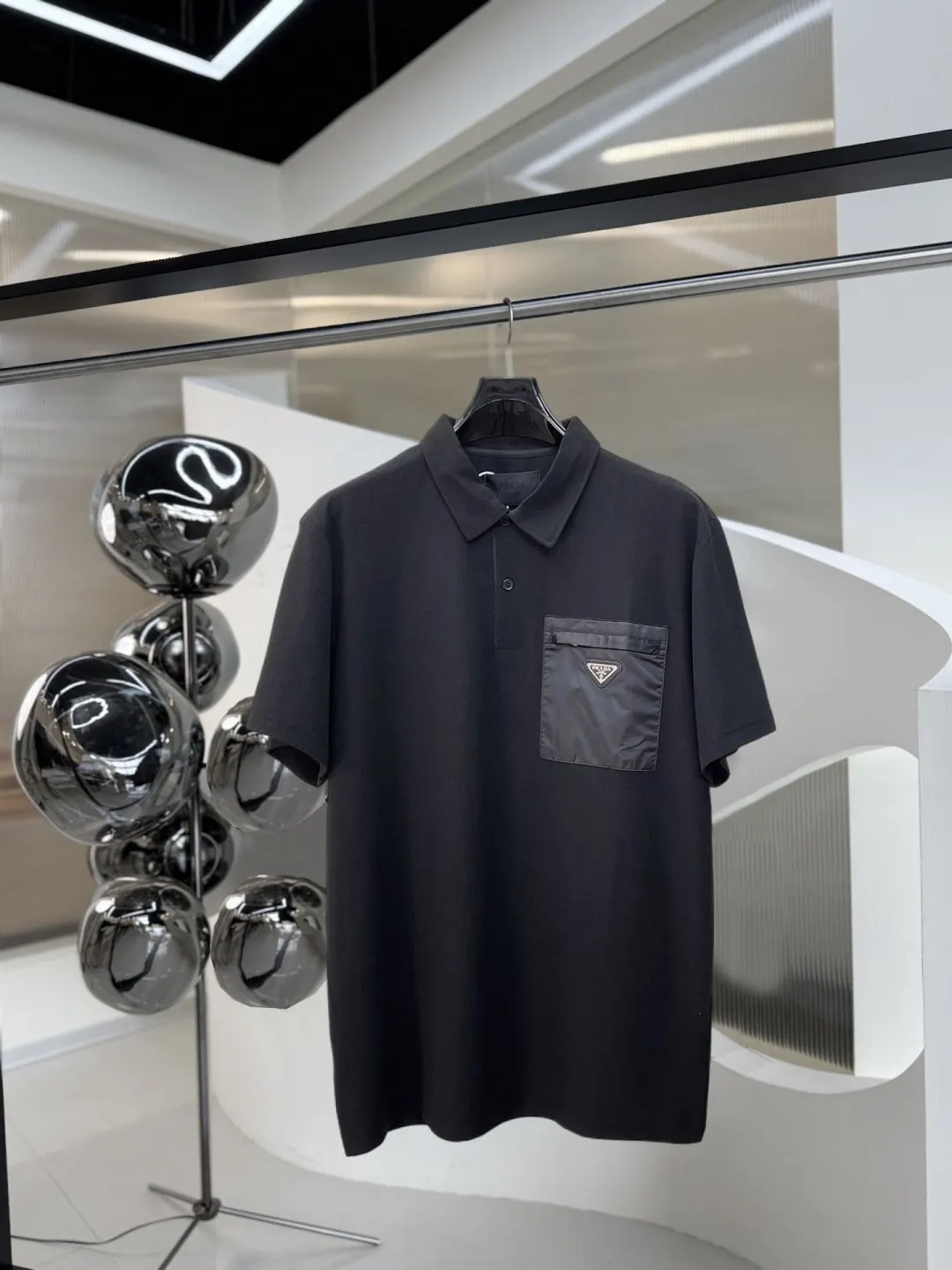 Prada Embroidery Print Polo Shirt Casual Versatile