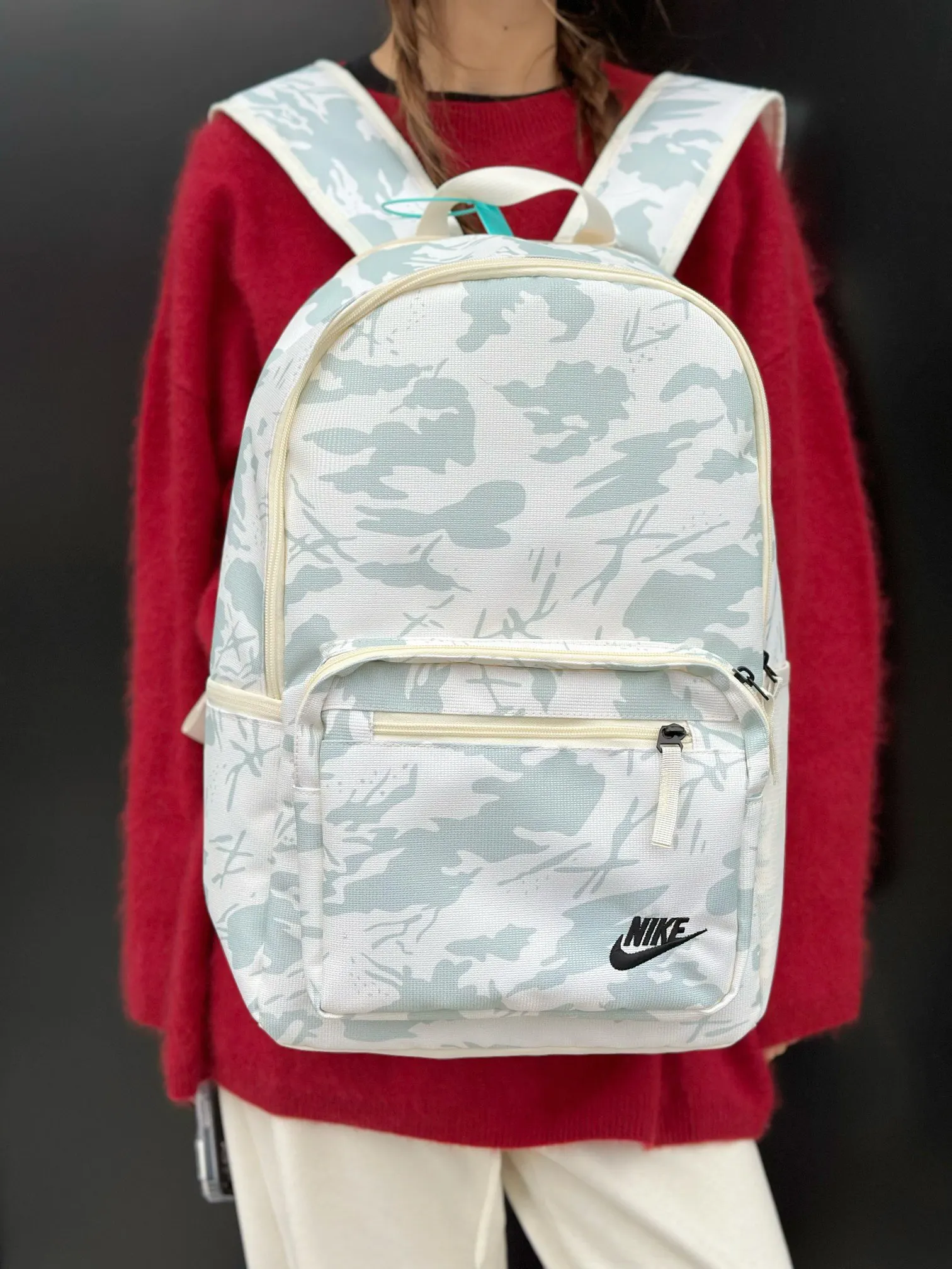 灰色 高 Nike耐克刺繡logo單肩包学生书包 日常單肩背款