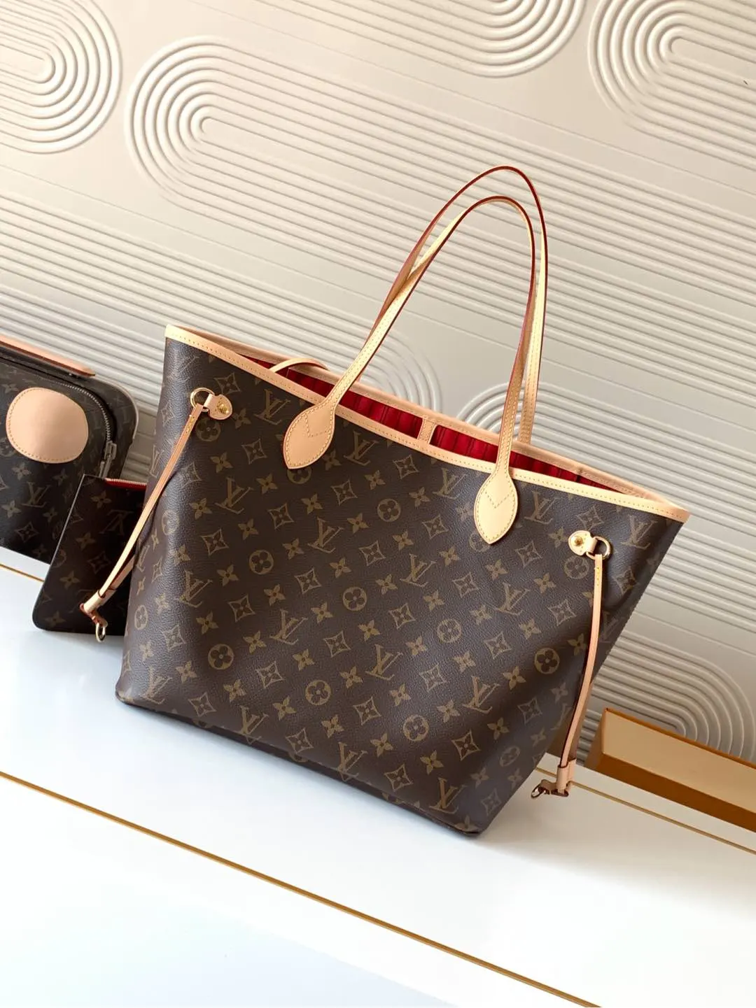 Neverfull 老花 牛皮 托特包 大容量托特款