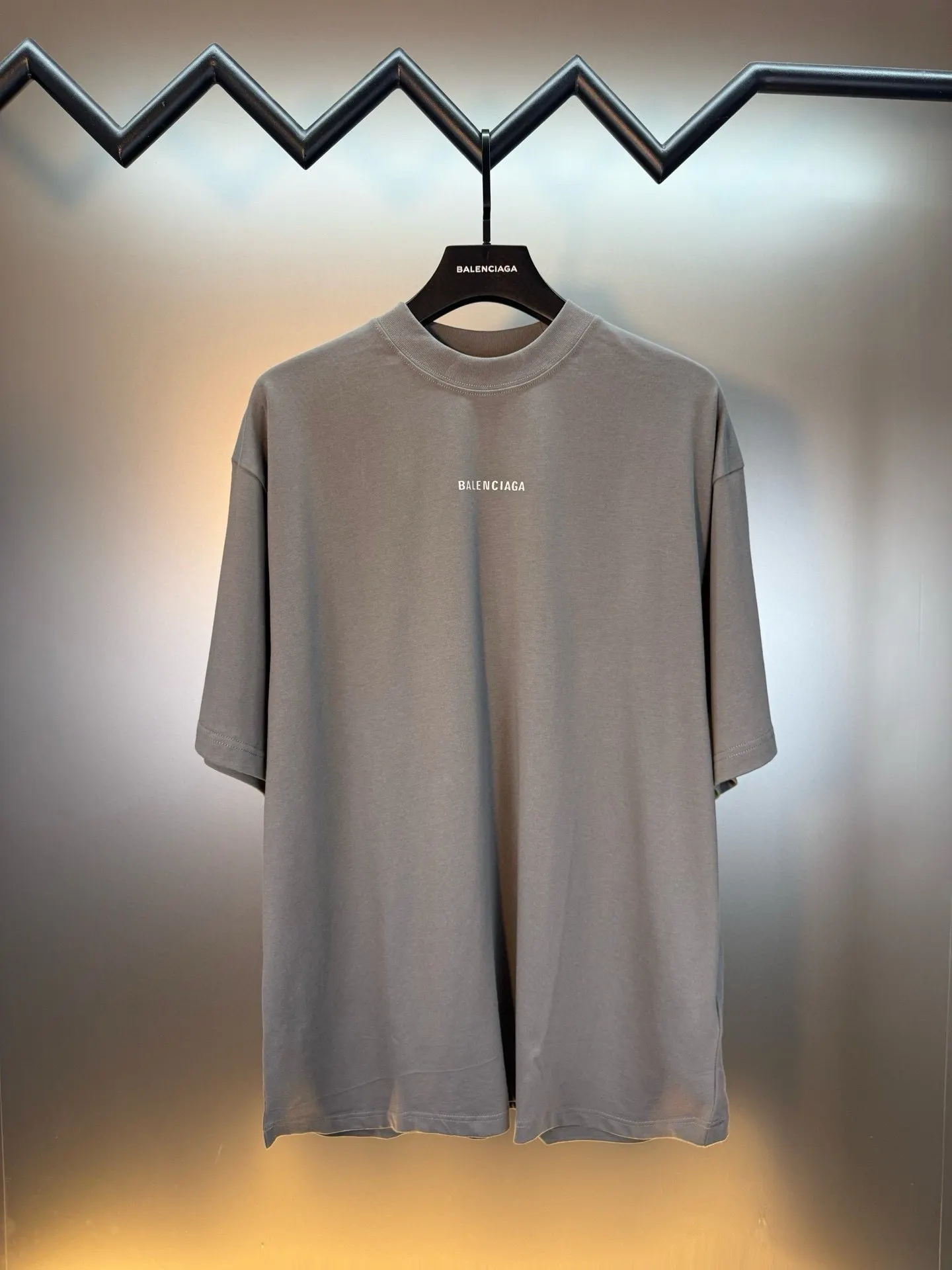 Balenciaga Gray Cotton Logo Short Sleeve T-Shirt Street Casual Style